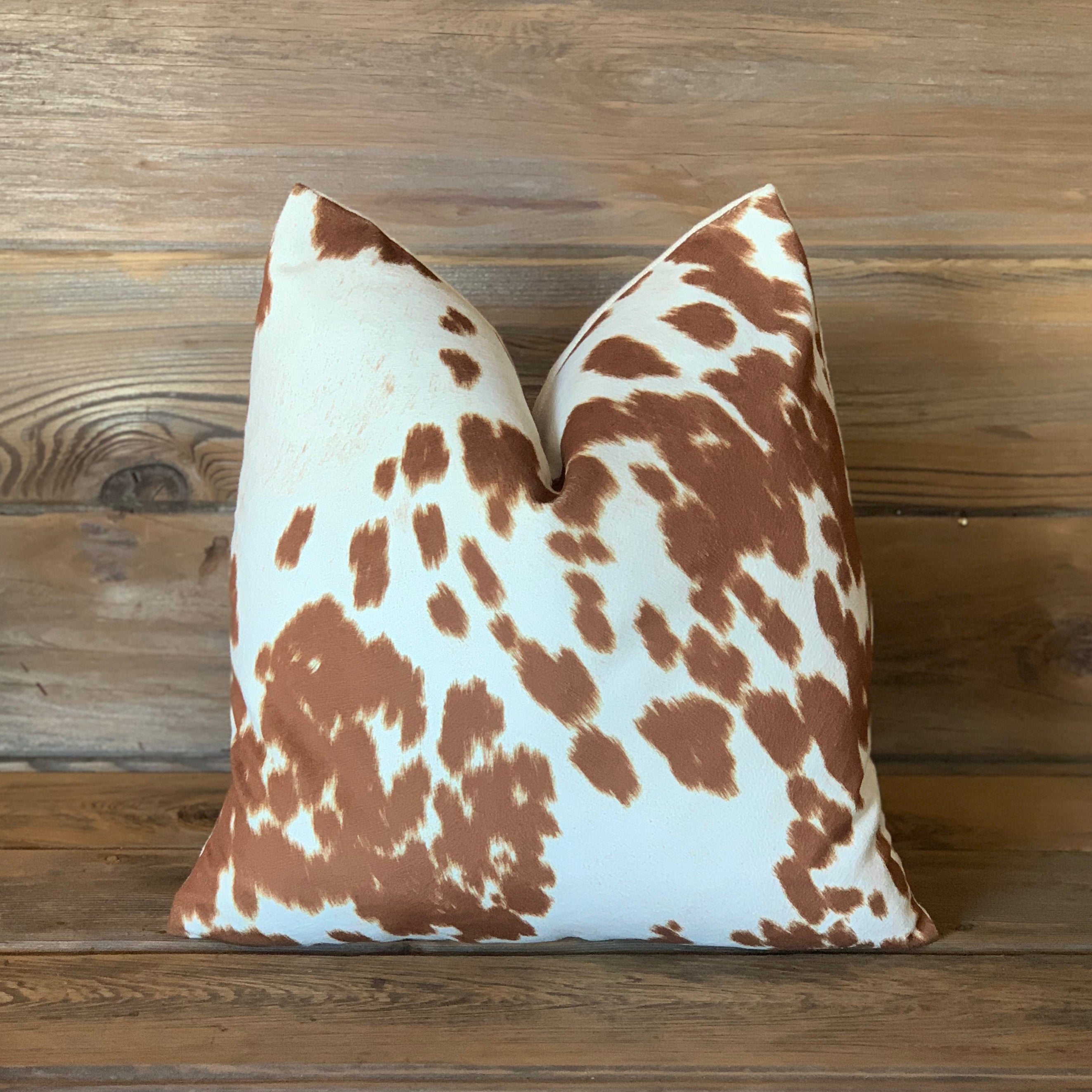 Faux Cowhide Pillow - Rust/Brown