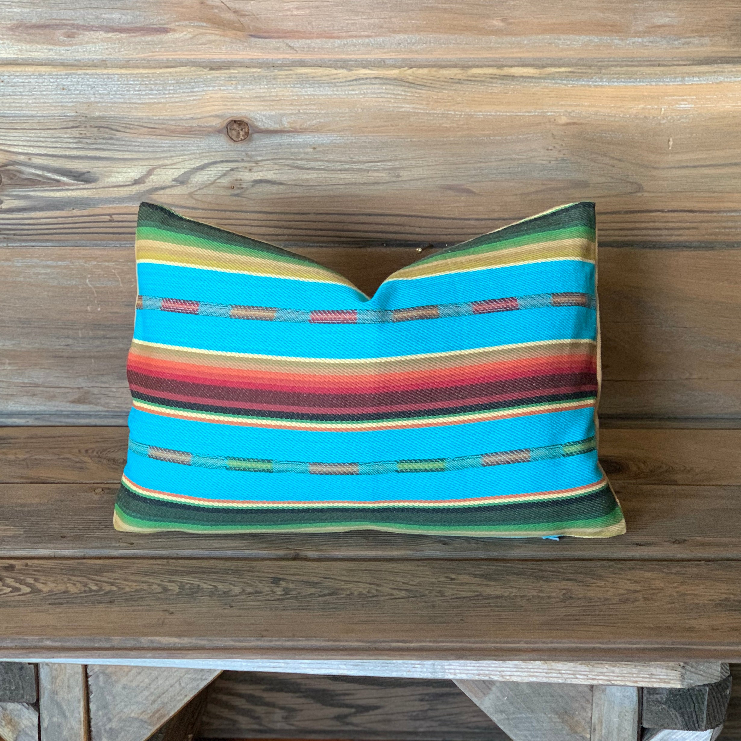 Serape Style Pillow - Aqua/Turquoise