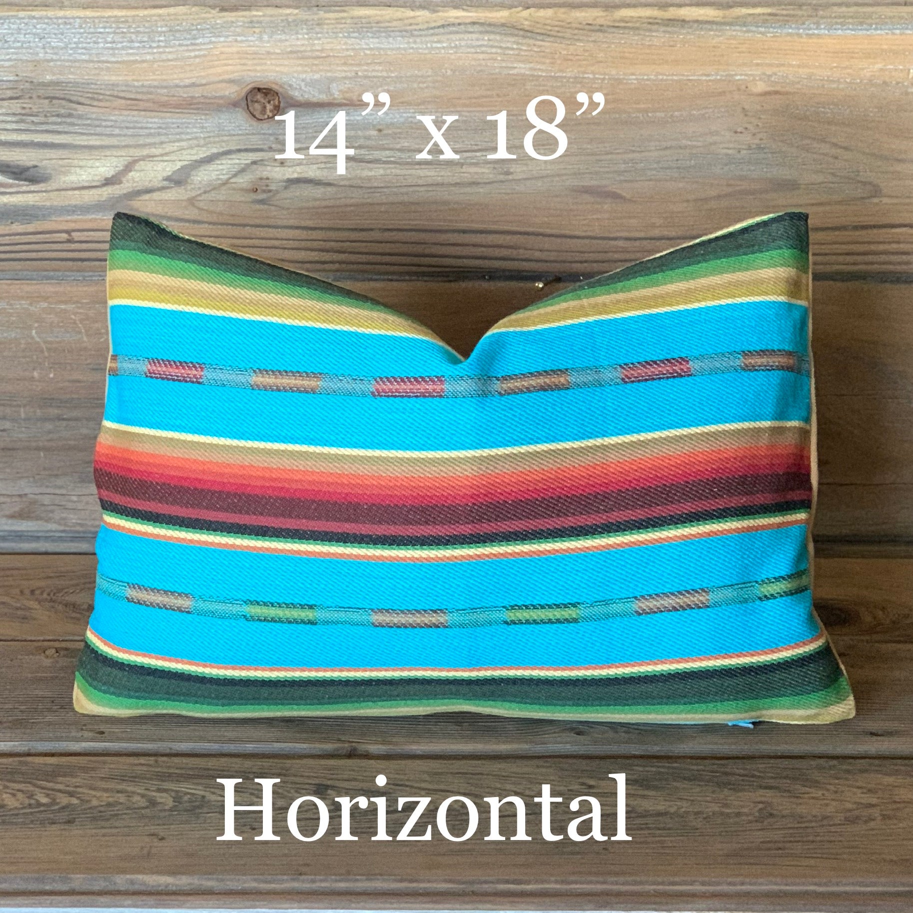 Serape Style Pillow - Aqua/Turquoise