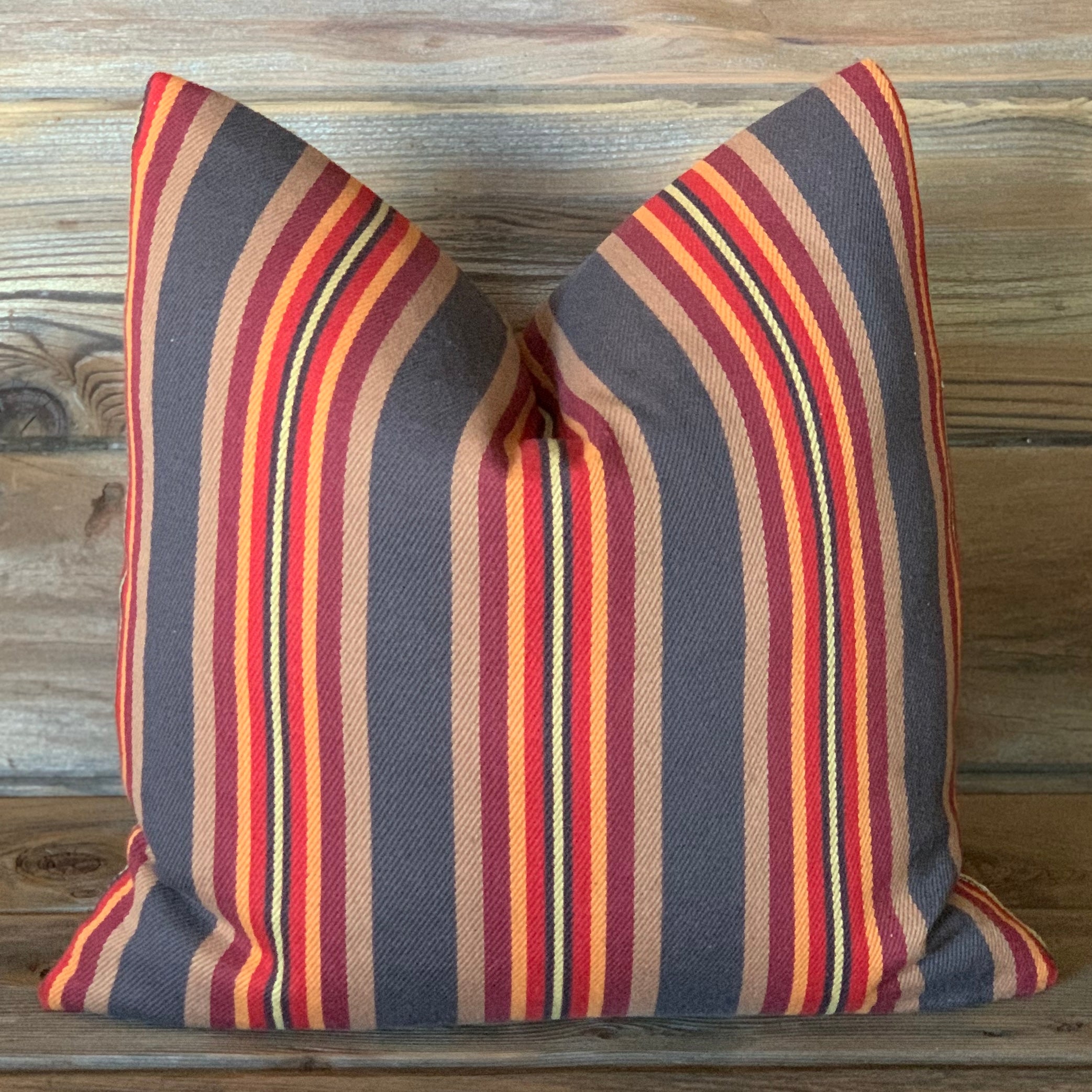 Serape Style Brown and Burgundy Pillow