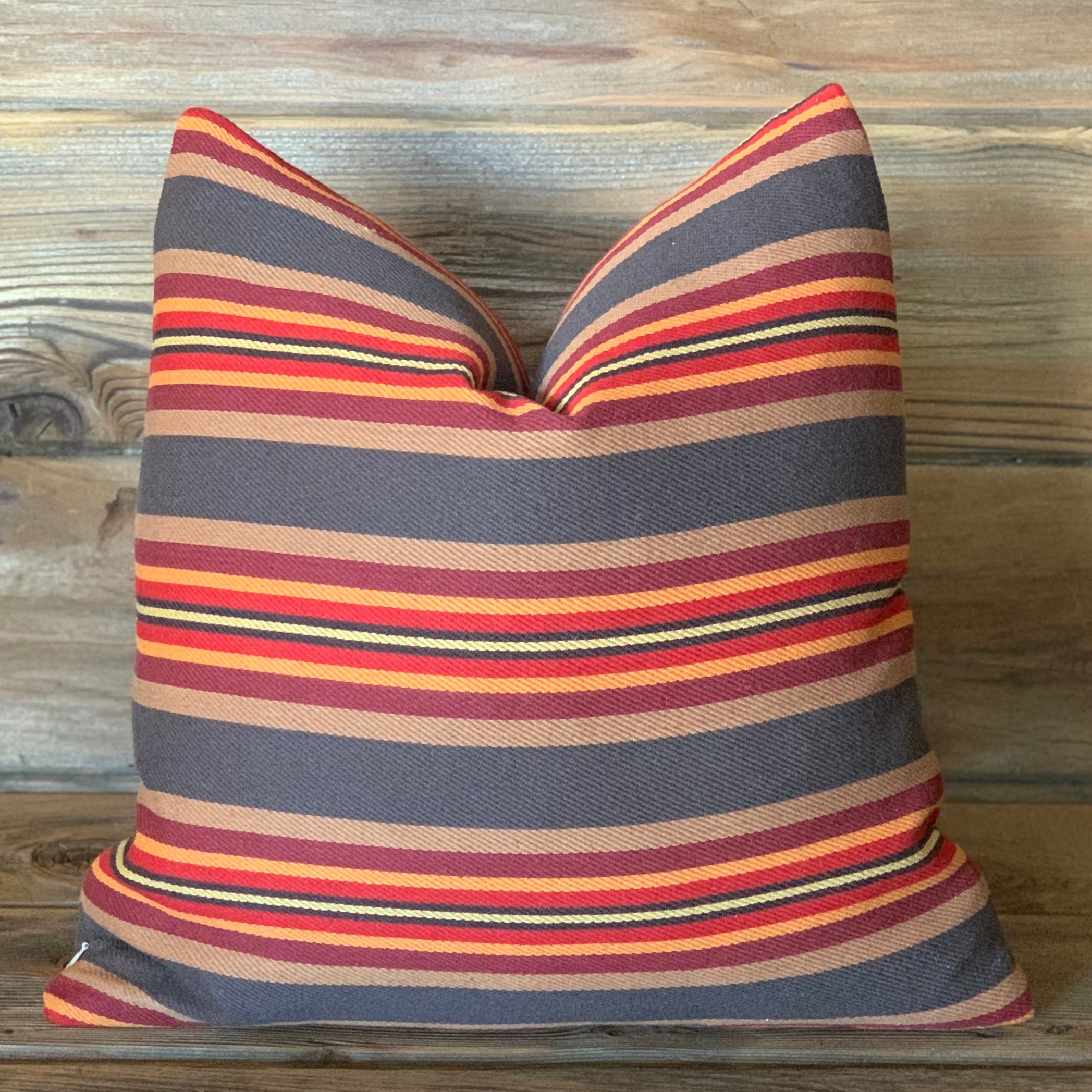 Serape Style Brown and Burgundy Pillow