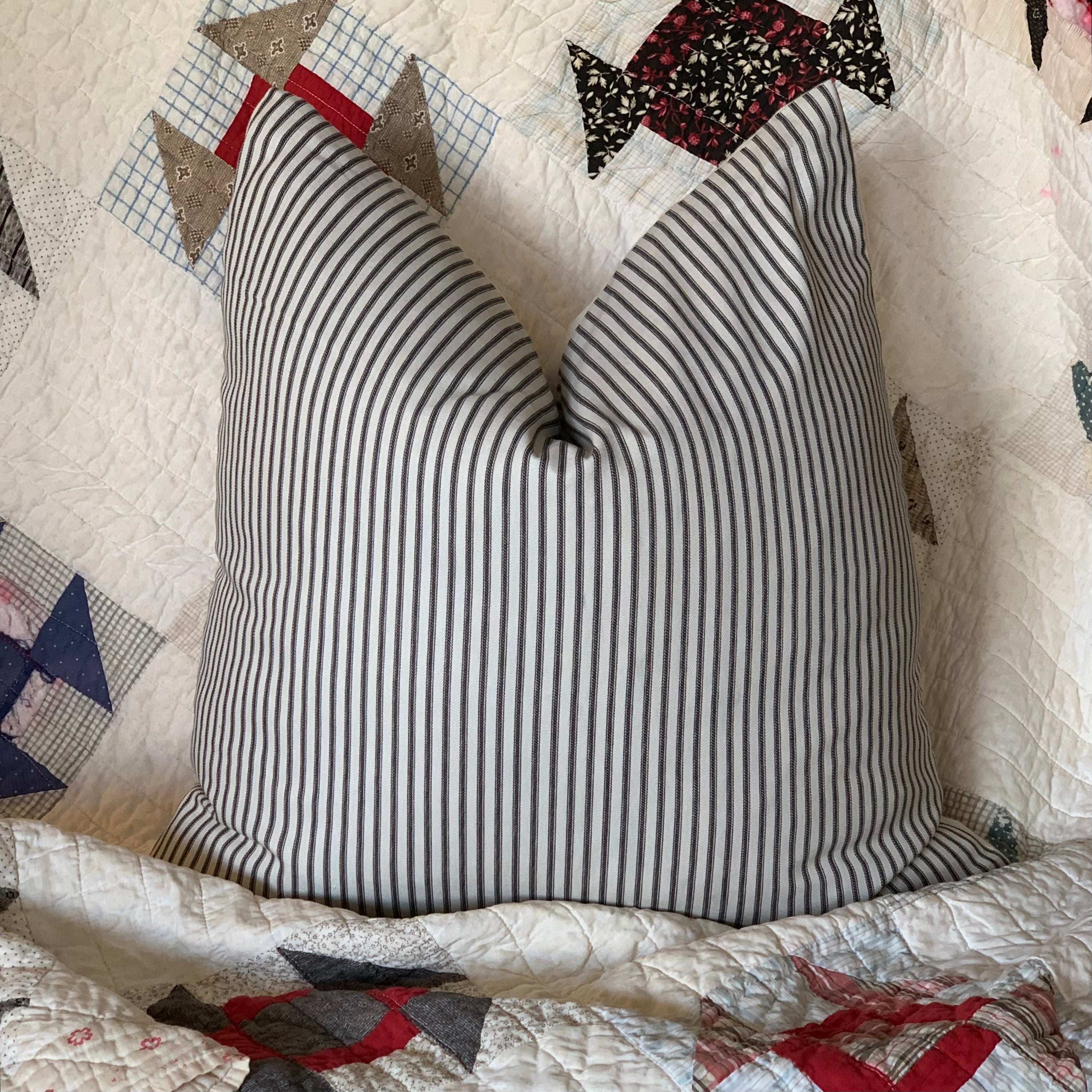 Black Ticking Farmhouse Pillow