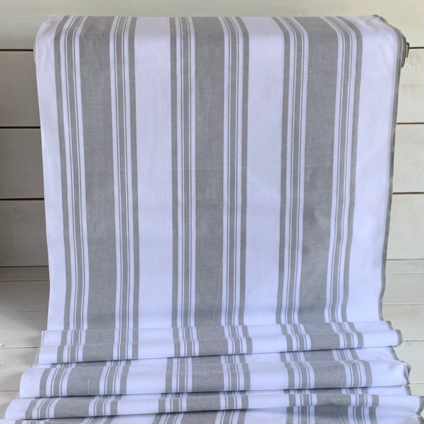 Grey and White Stripe - Homespun Fabric