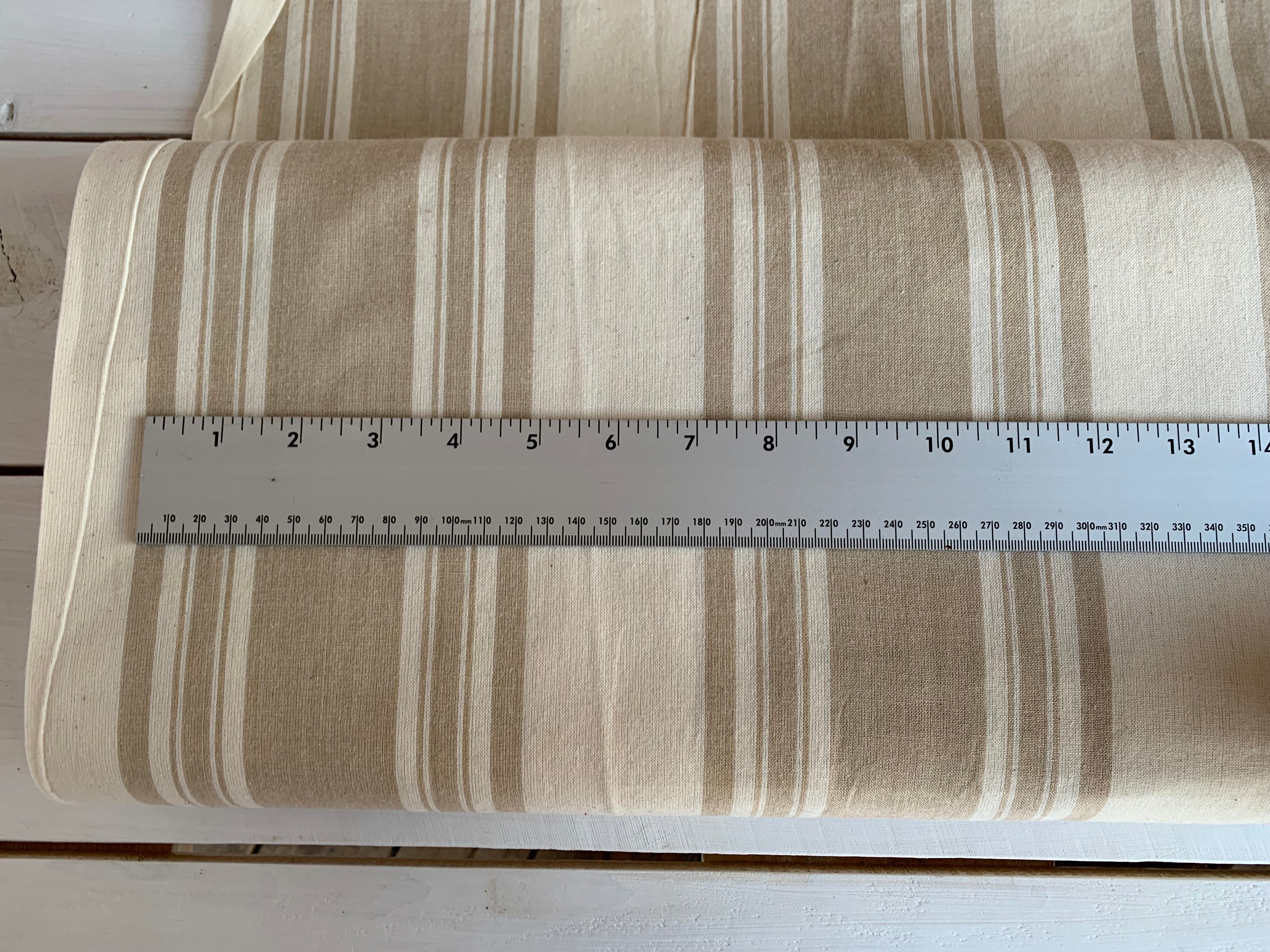 Tan and Cream Stripe - Homespun Fabric