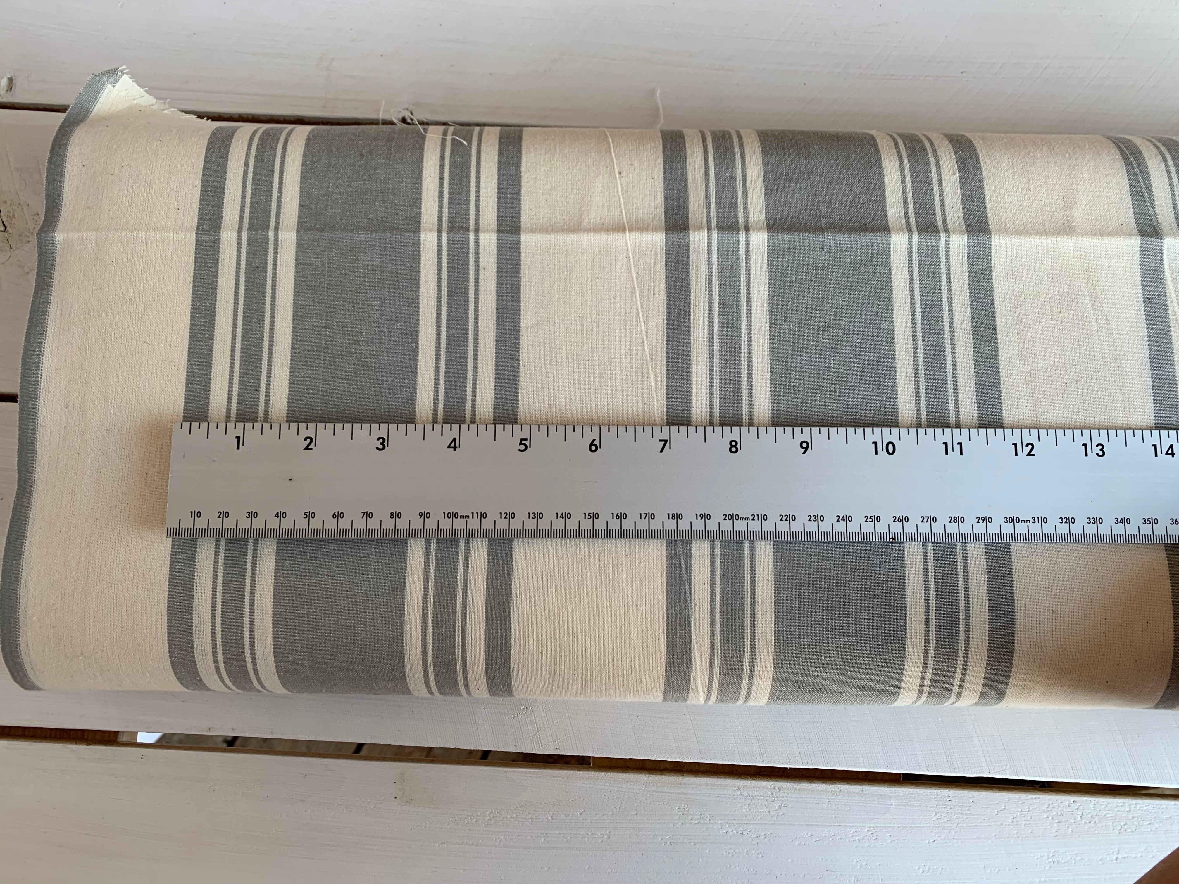 Grey and Cream Stripe - Homespun Fabric