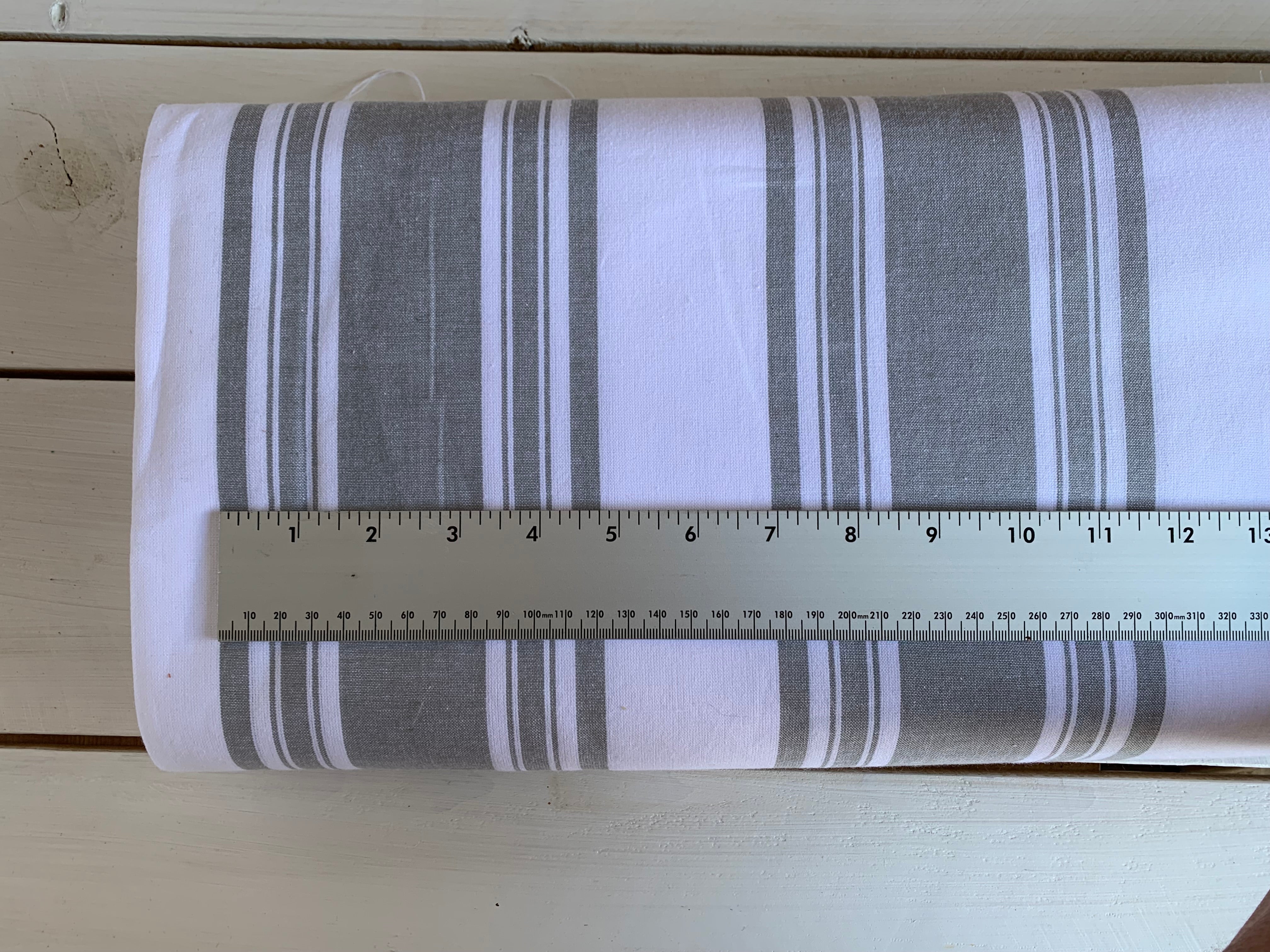 Grey and White Stripe - Homespun Fabric