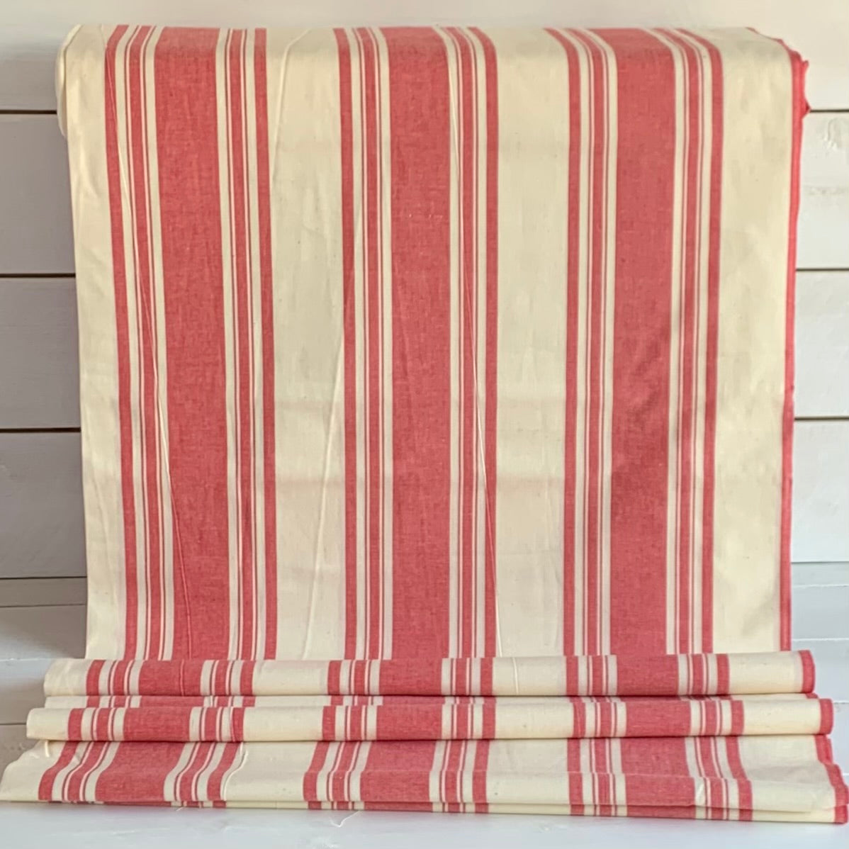 Red and Cream Stripe - Homespun Fabric