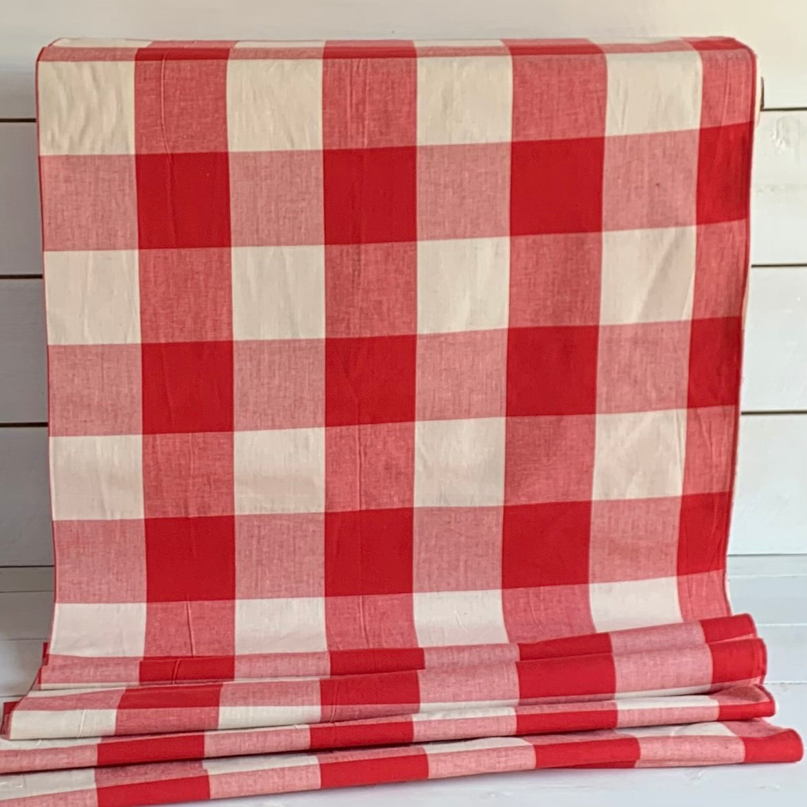Red and Cream Buffalo Plaid - Homespun Fabric