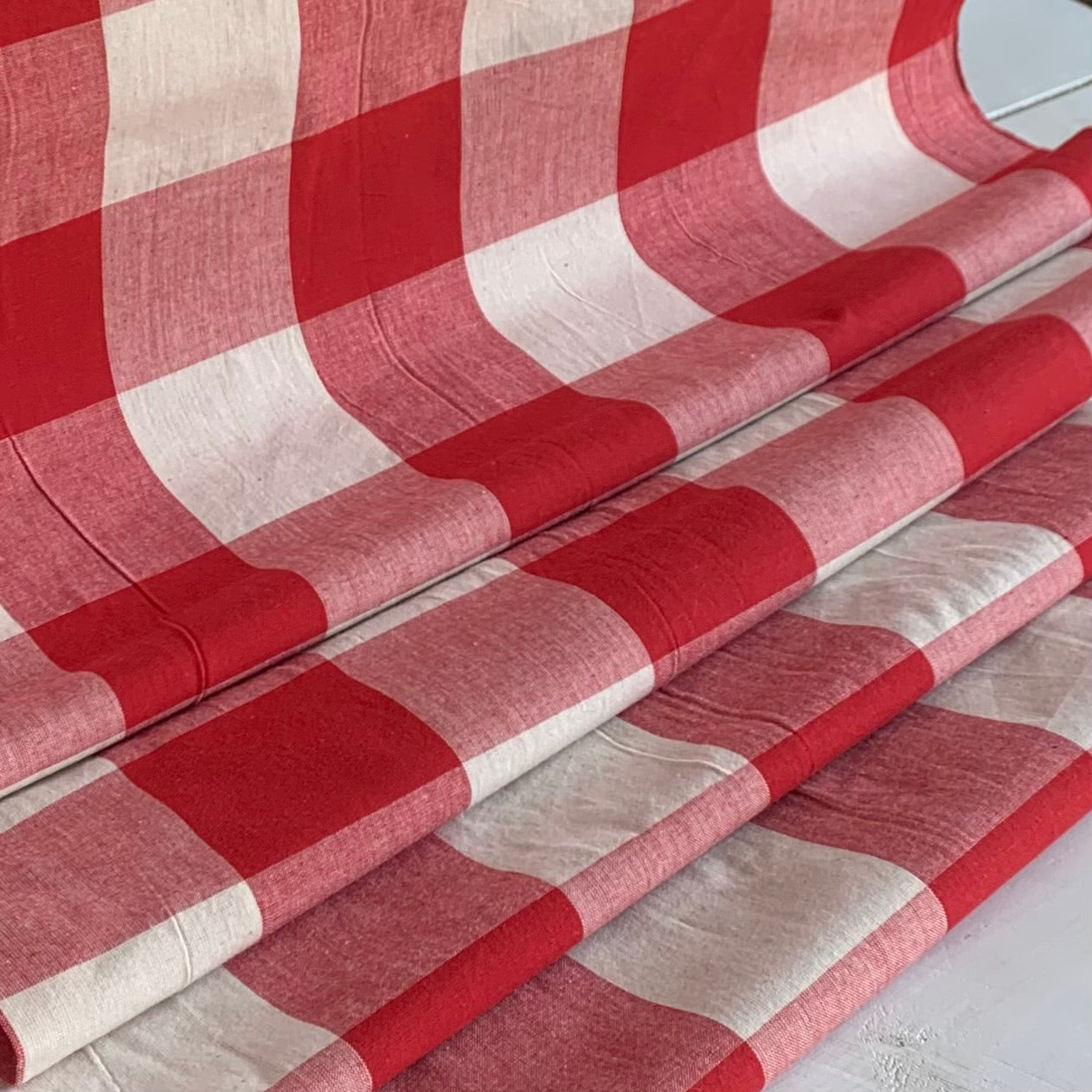 Red and Cream Buffalo Plaid - Homespun Fabric