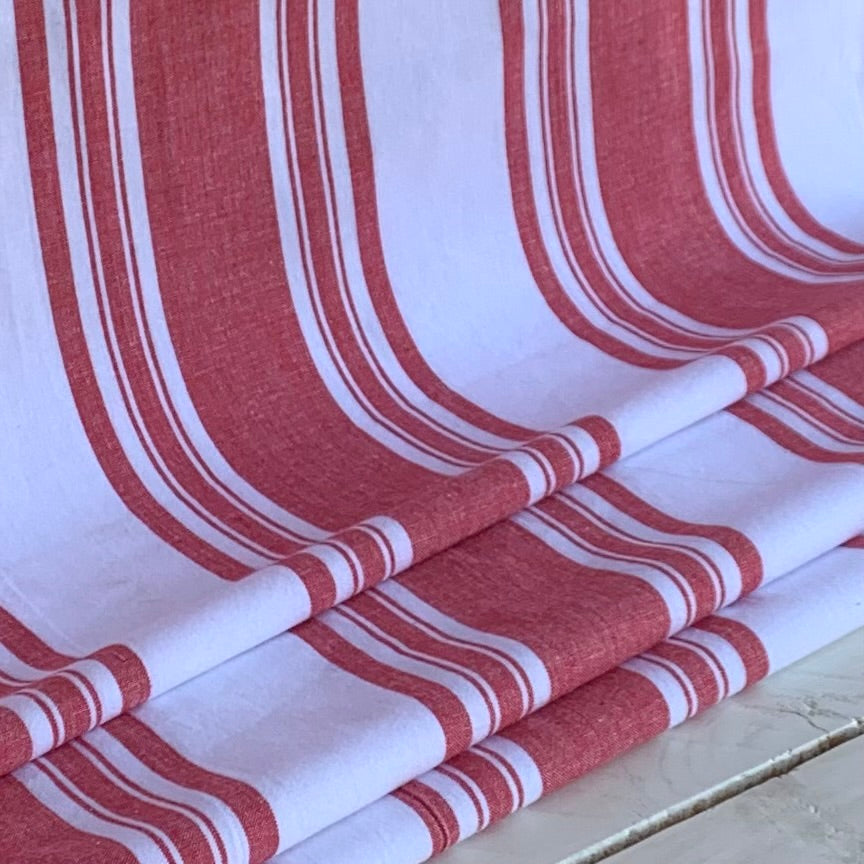 Red and White Stripe - Homespun Fabric
