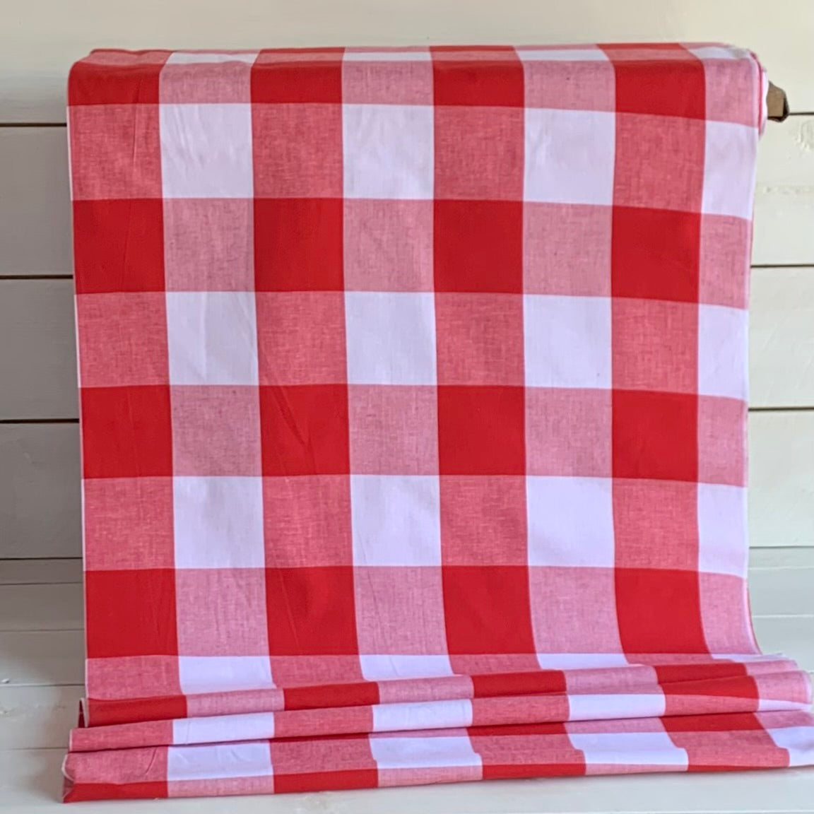 Red and White Buffalo Plaid - Homespun Fabric