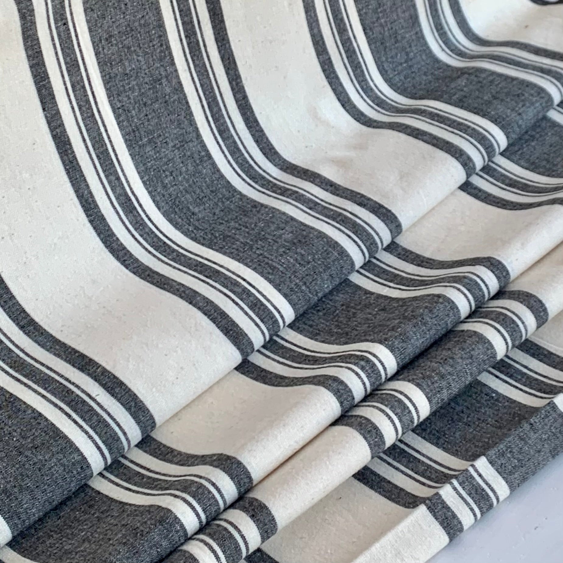 Black and Cream Stripe - Homespun Fabric