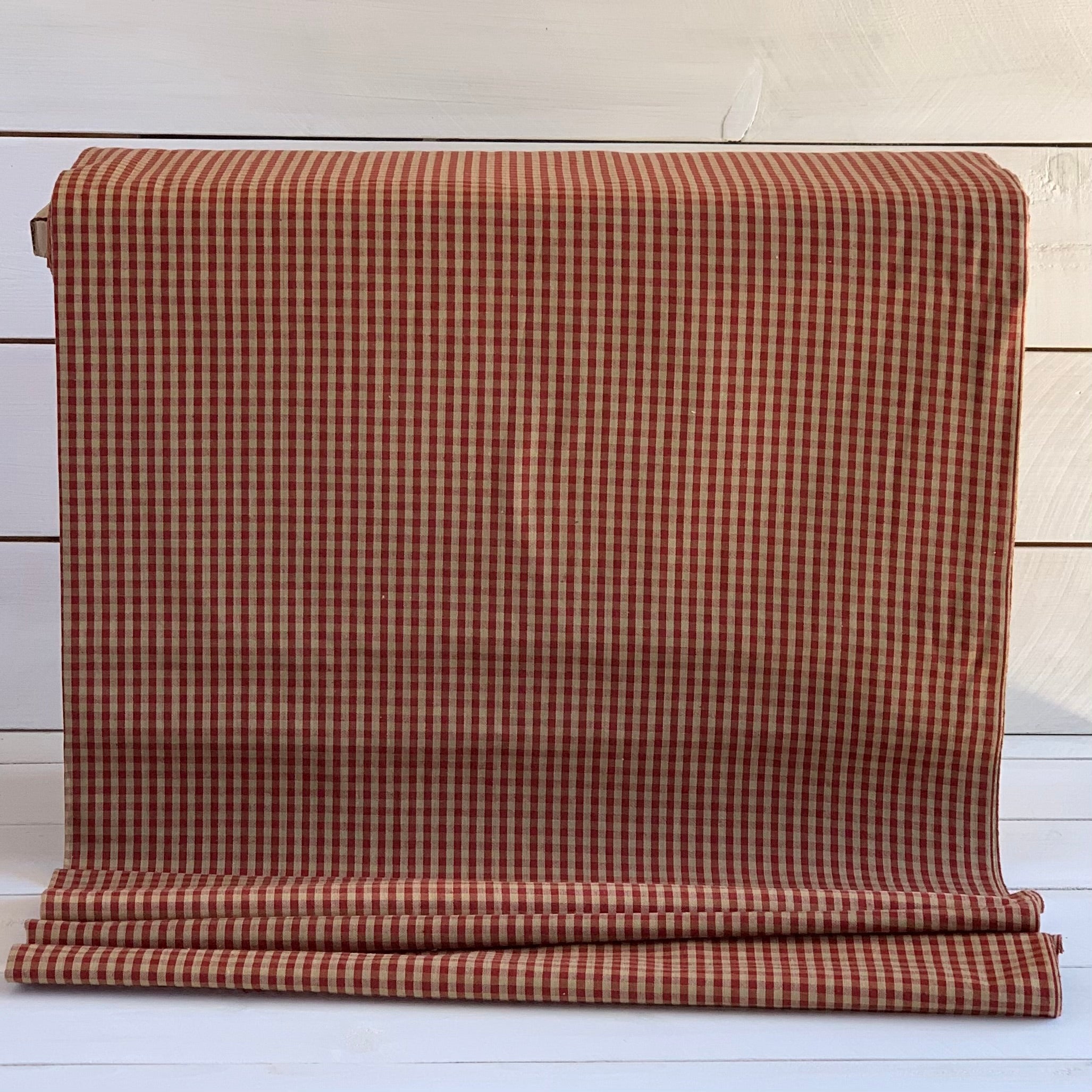 Red and Beige Mini Check Plaid - Homespun Fabric - 304