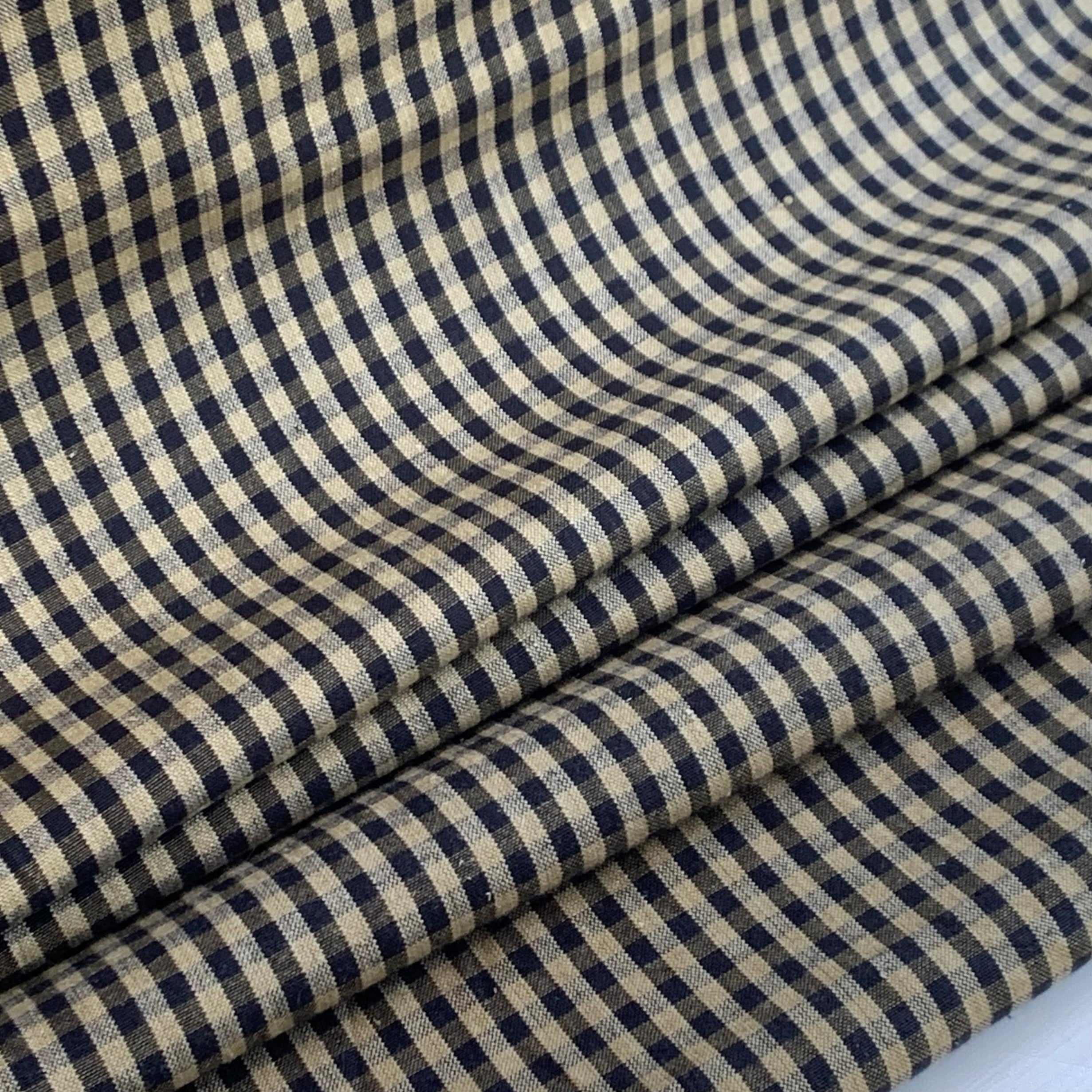 Black and Beige Mini Check Plaid - Homespun Fabric