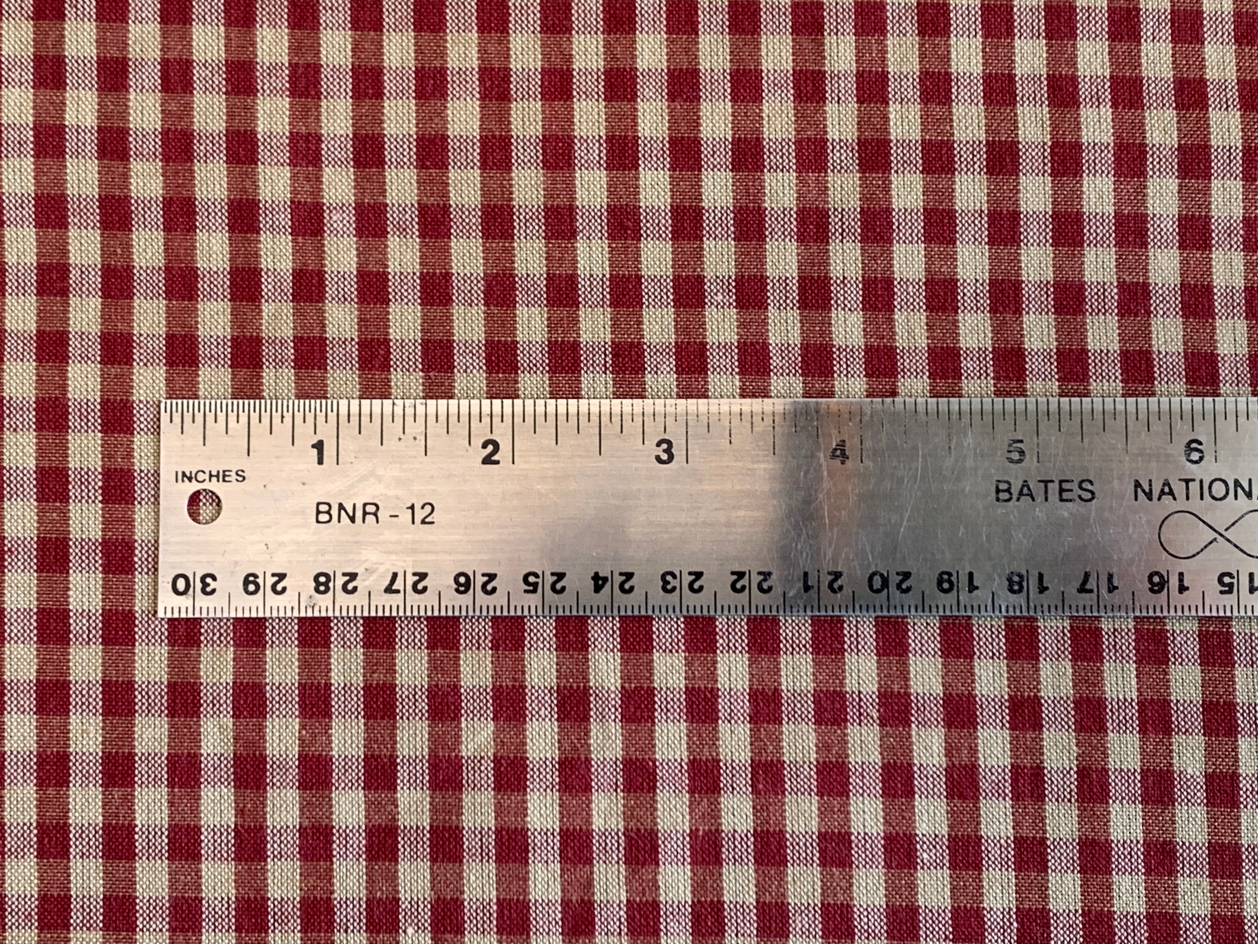 Red and Beige Mini Check Plaid - Homespun Fabric - 304