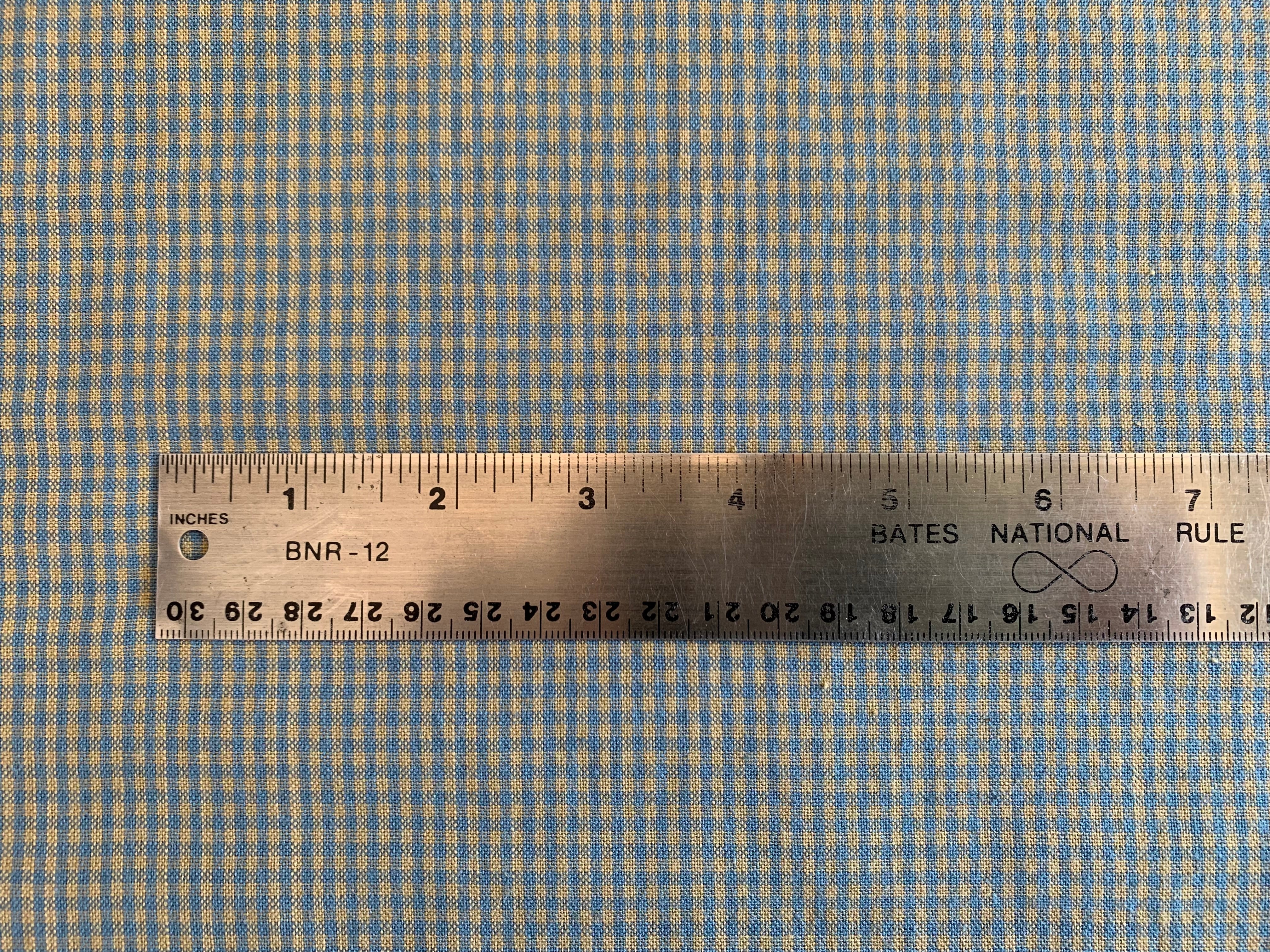 Slate Blue and Beige Mini Check Plaid - Homespun Fabric
