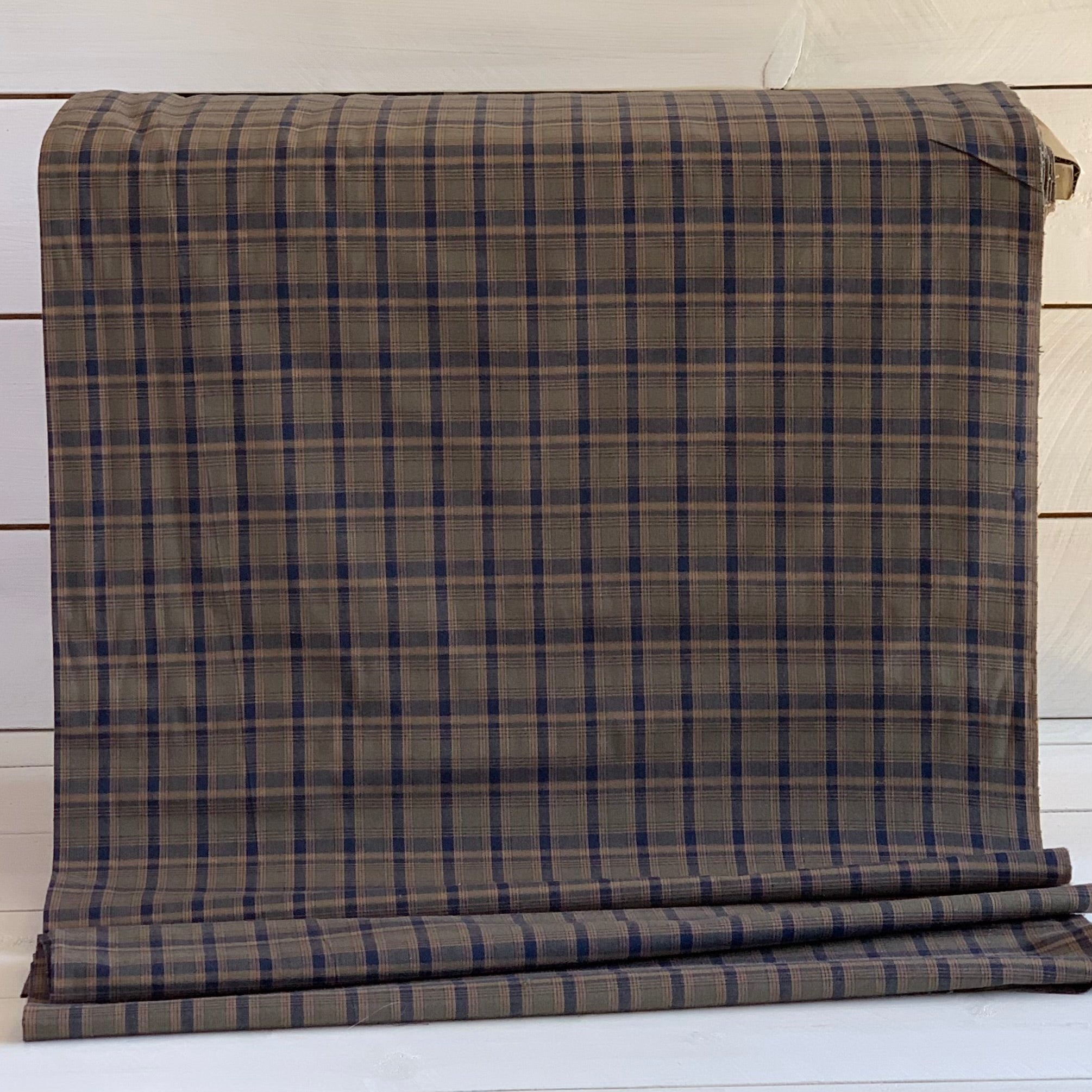 Green and Navy Plaid - Homespun Fabric