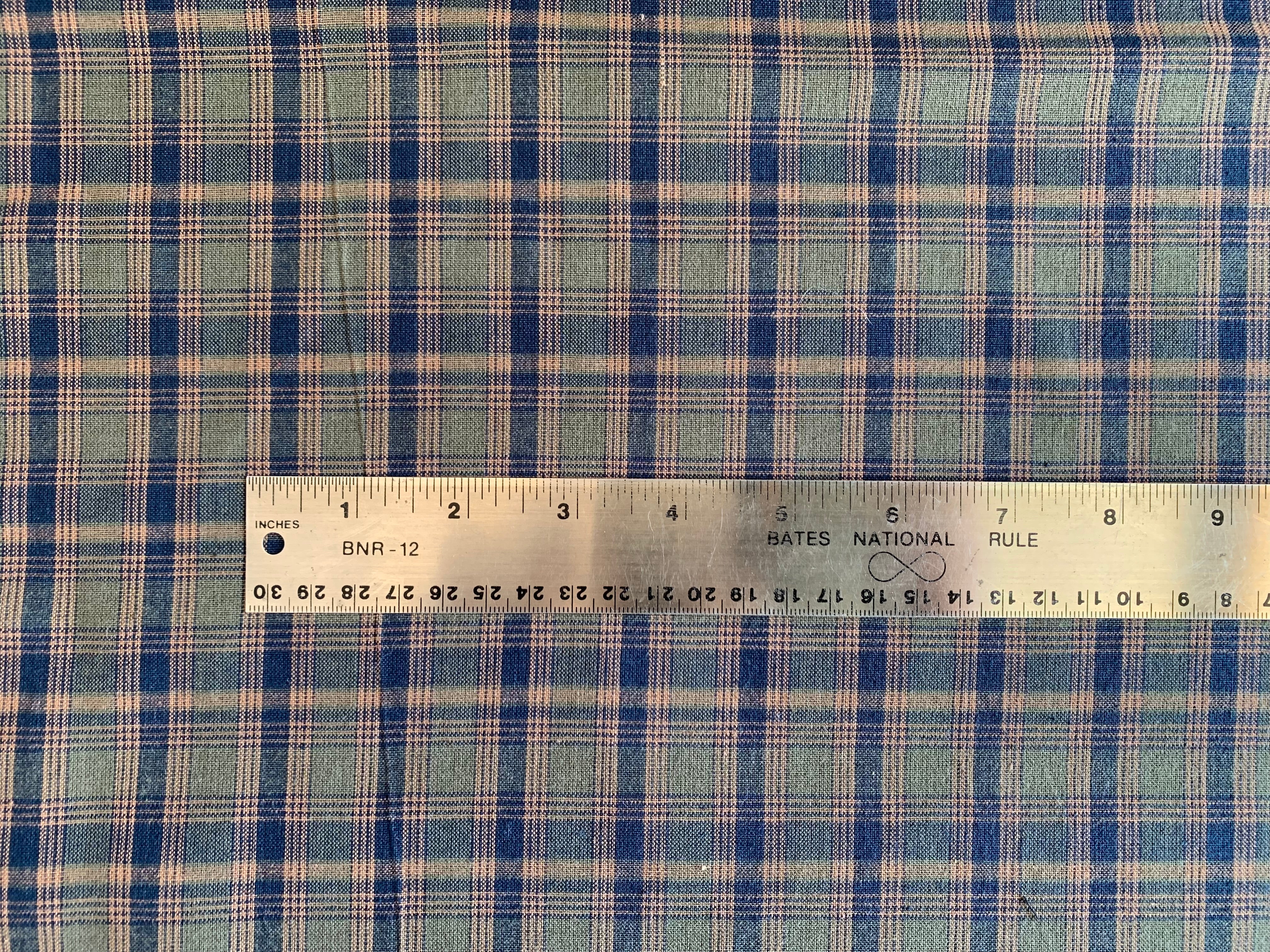 Green and Navy Plaid - Homespun Fabric