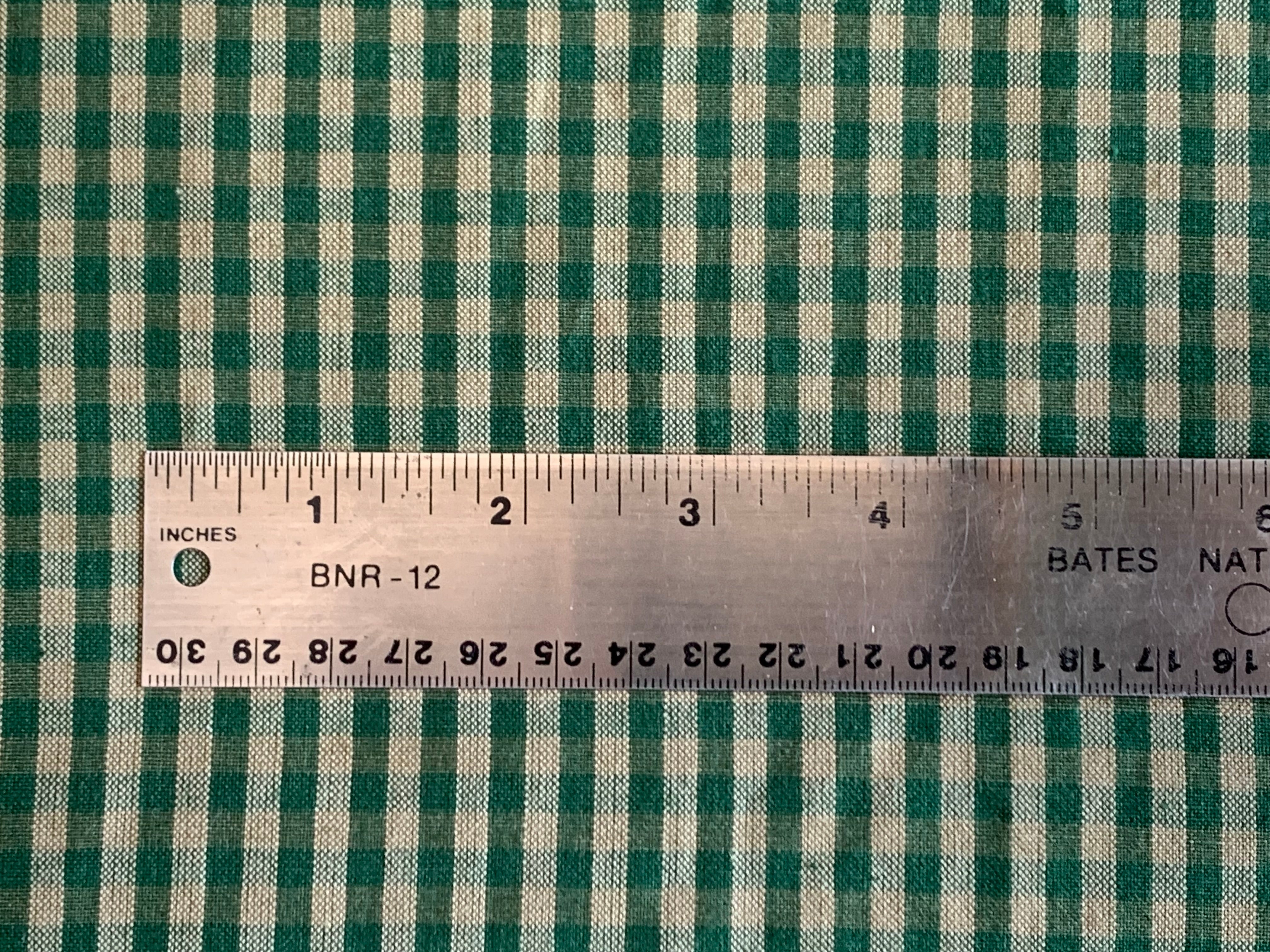 Green and Beige Mini Check Plaid - Homespun Fabric -404