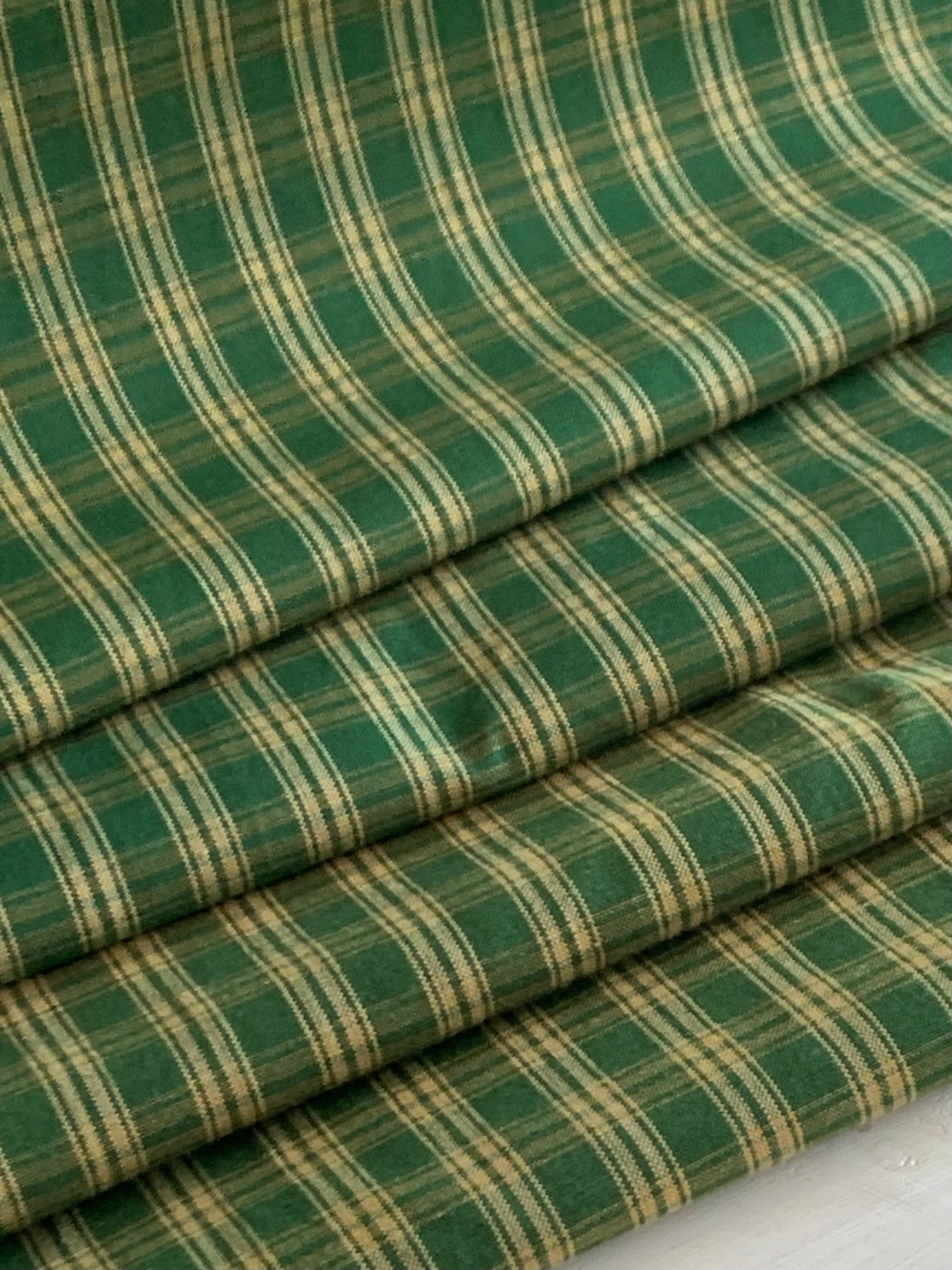 Green and Beige Plaid - Homespun Fabric -41