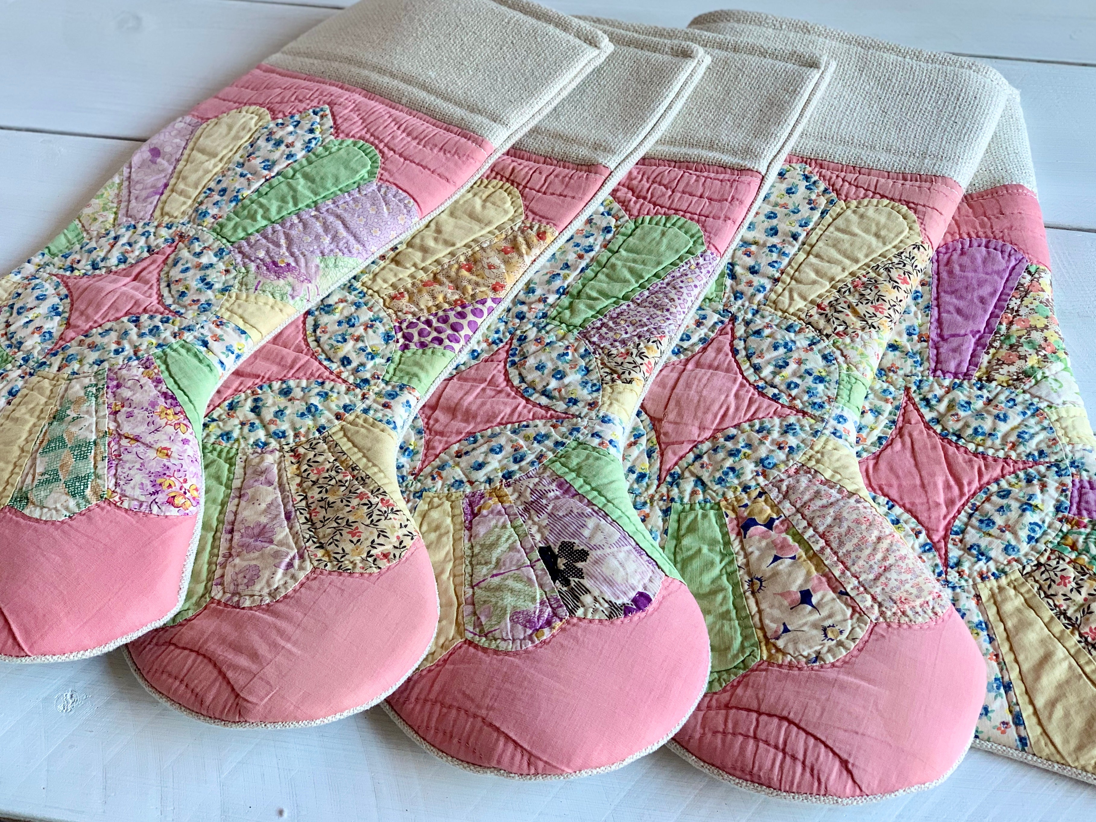 Vintage Quilt Christmas Stocking - Pink
