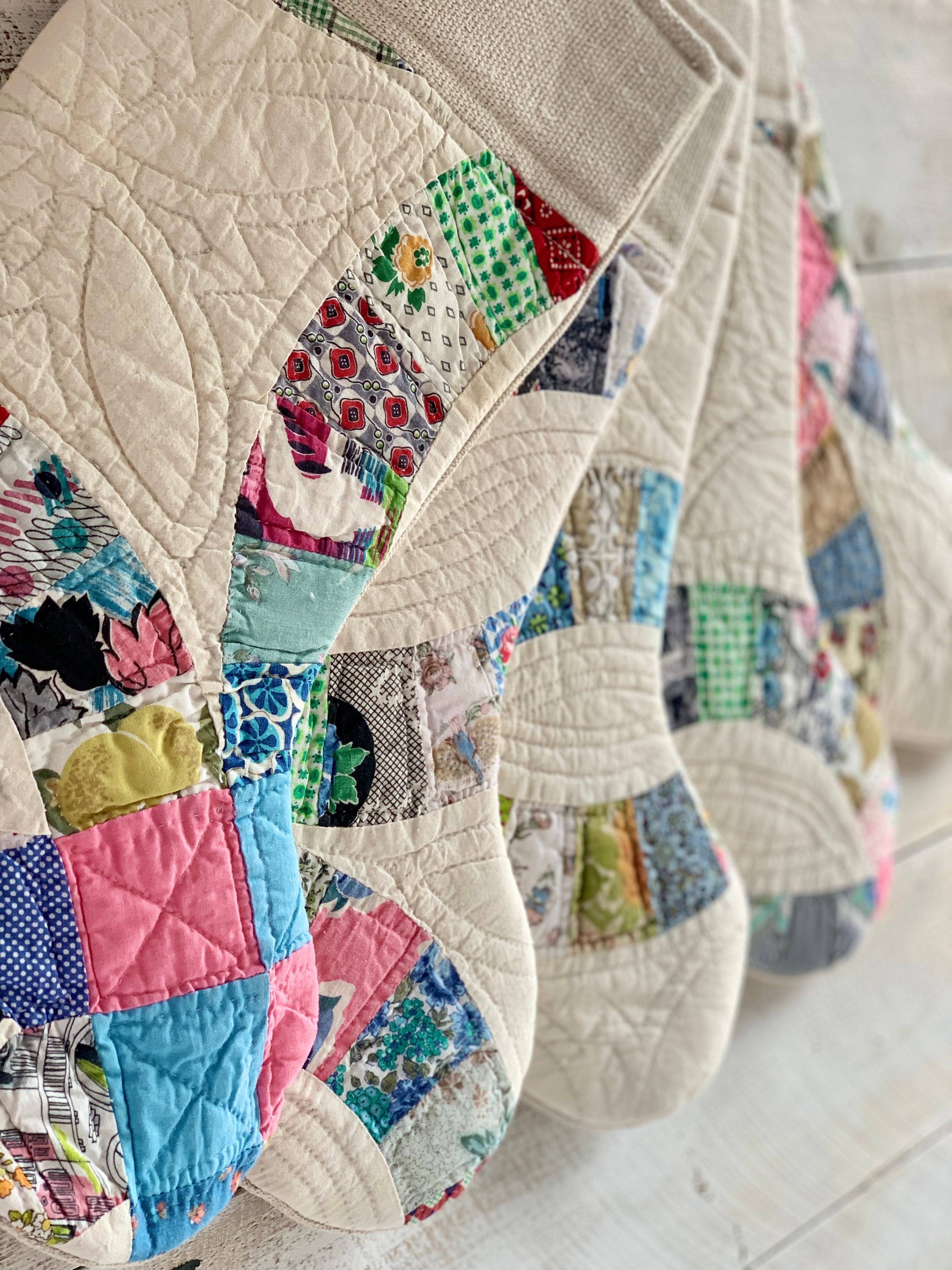 Vintage Quilt Christmas Stocking - Multi Color