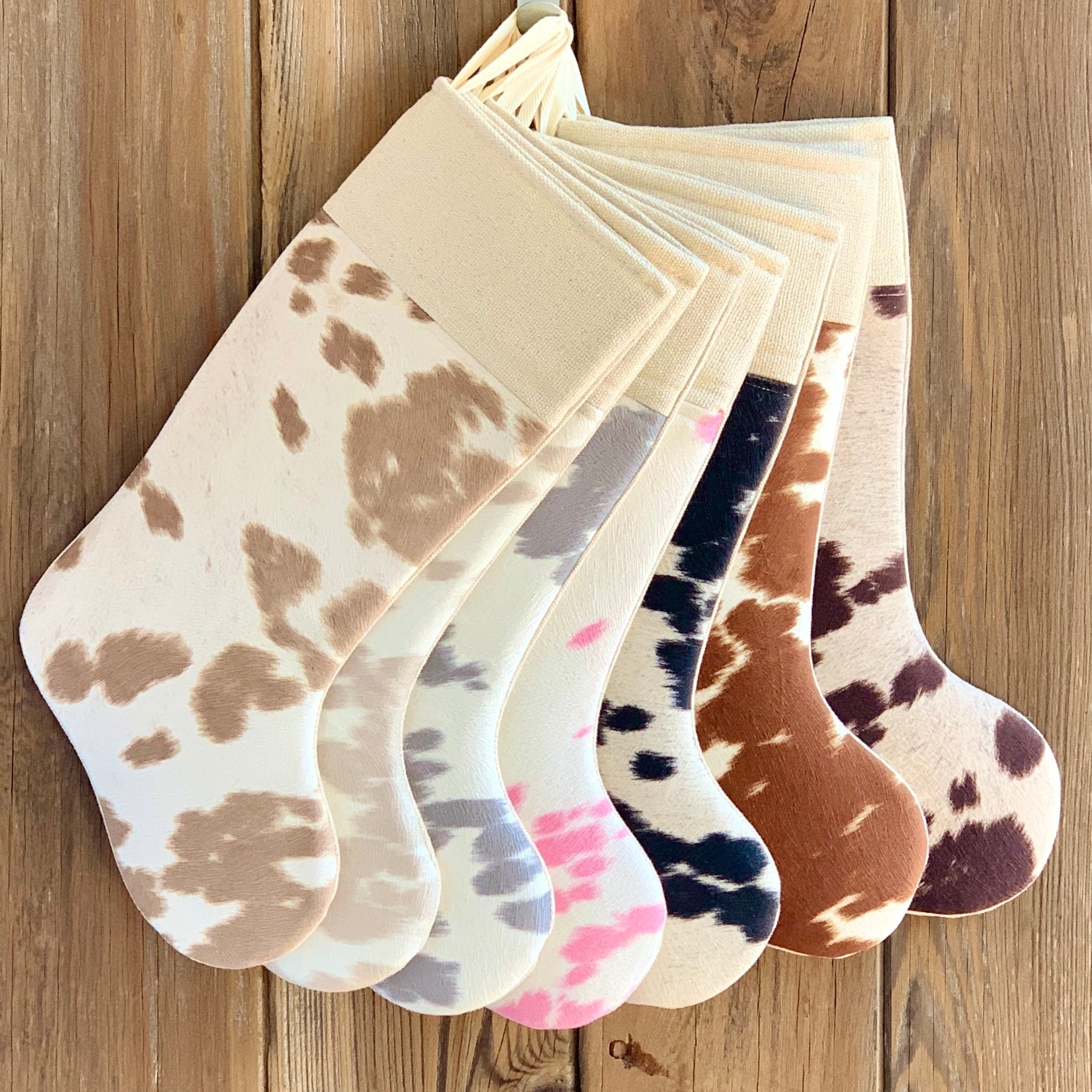 Faux Cowhide Christmas Stockings