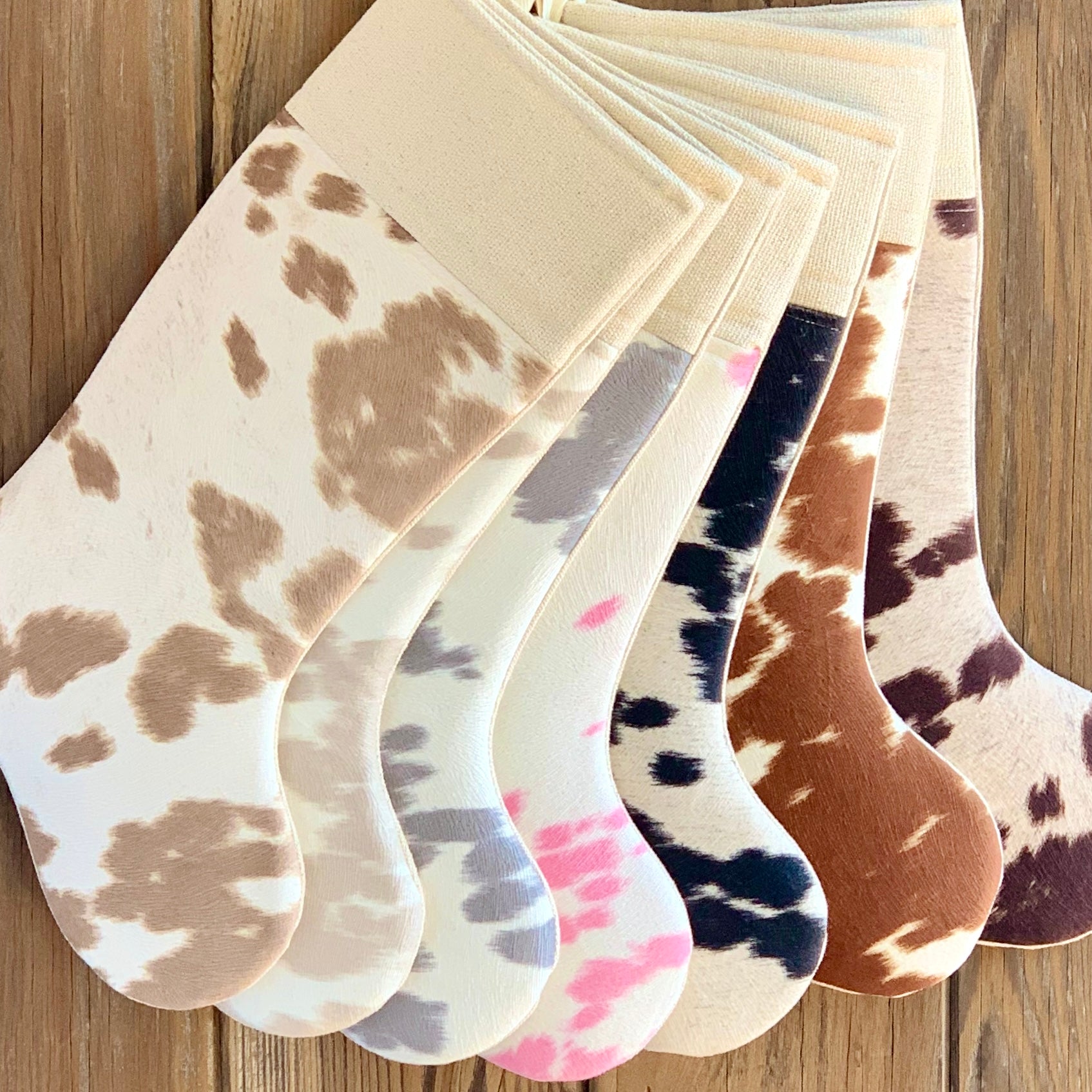 Faux Cowhide Christmas Stockings