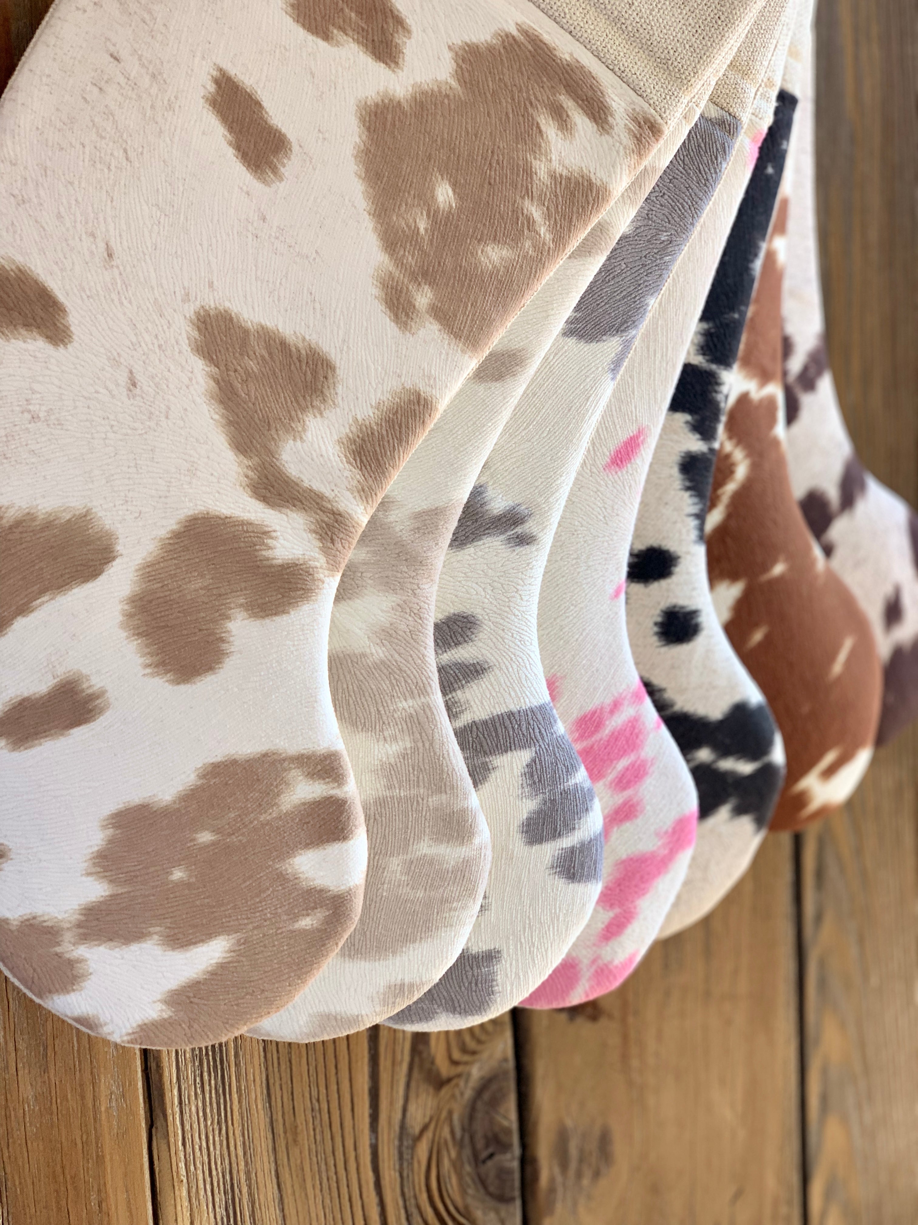 Faux Cowhide Christmas Stockings