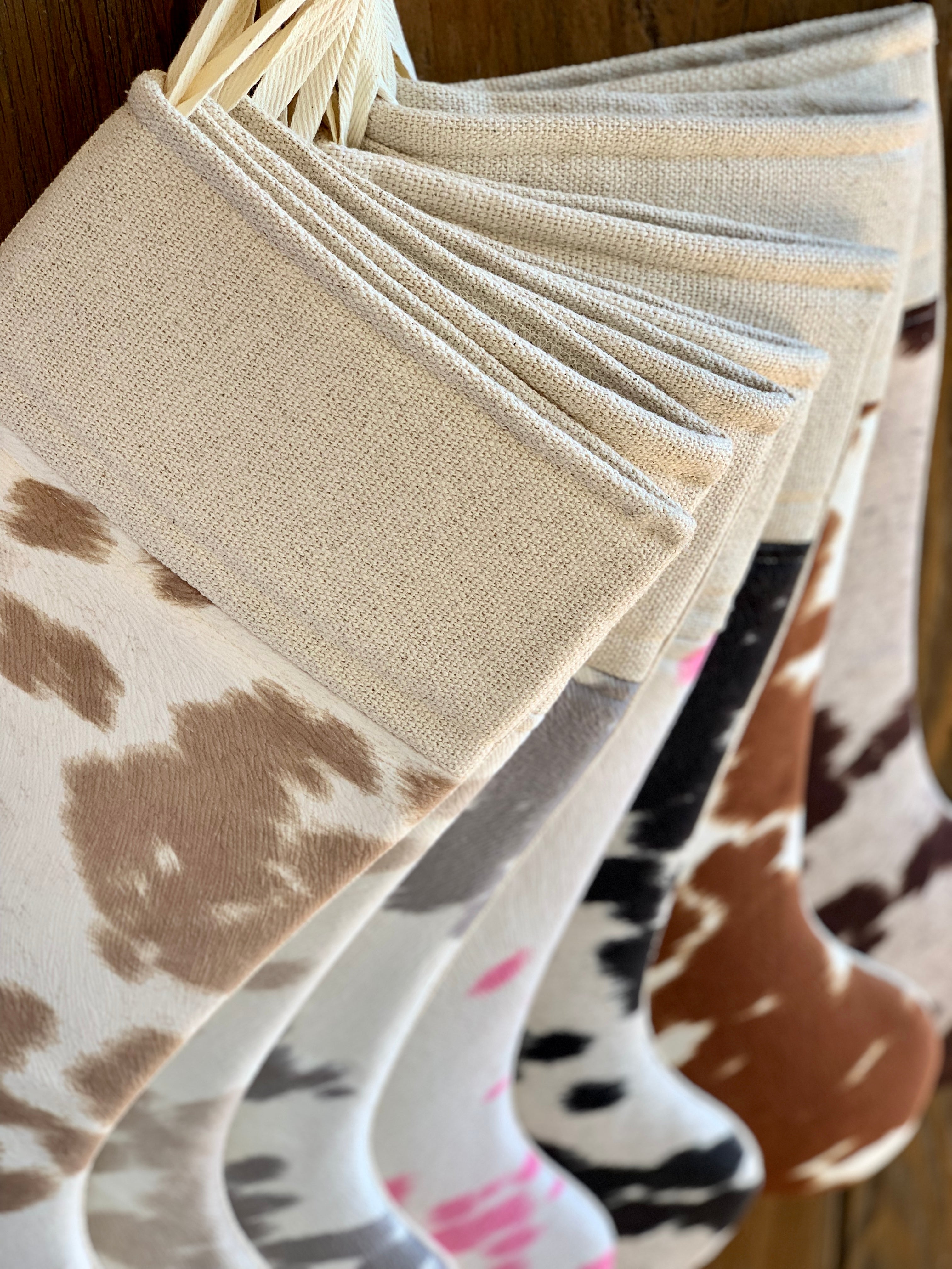 Faux Cowhide Christmas Stockings