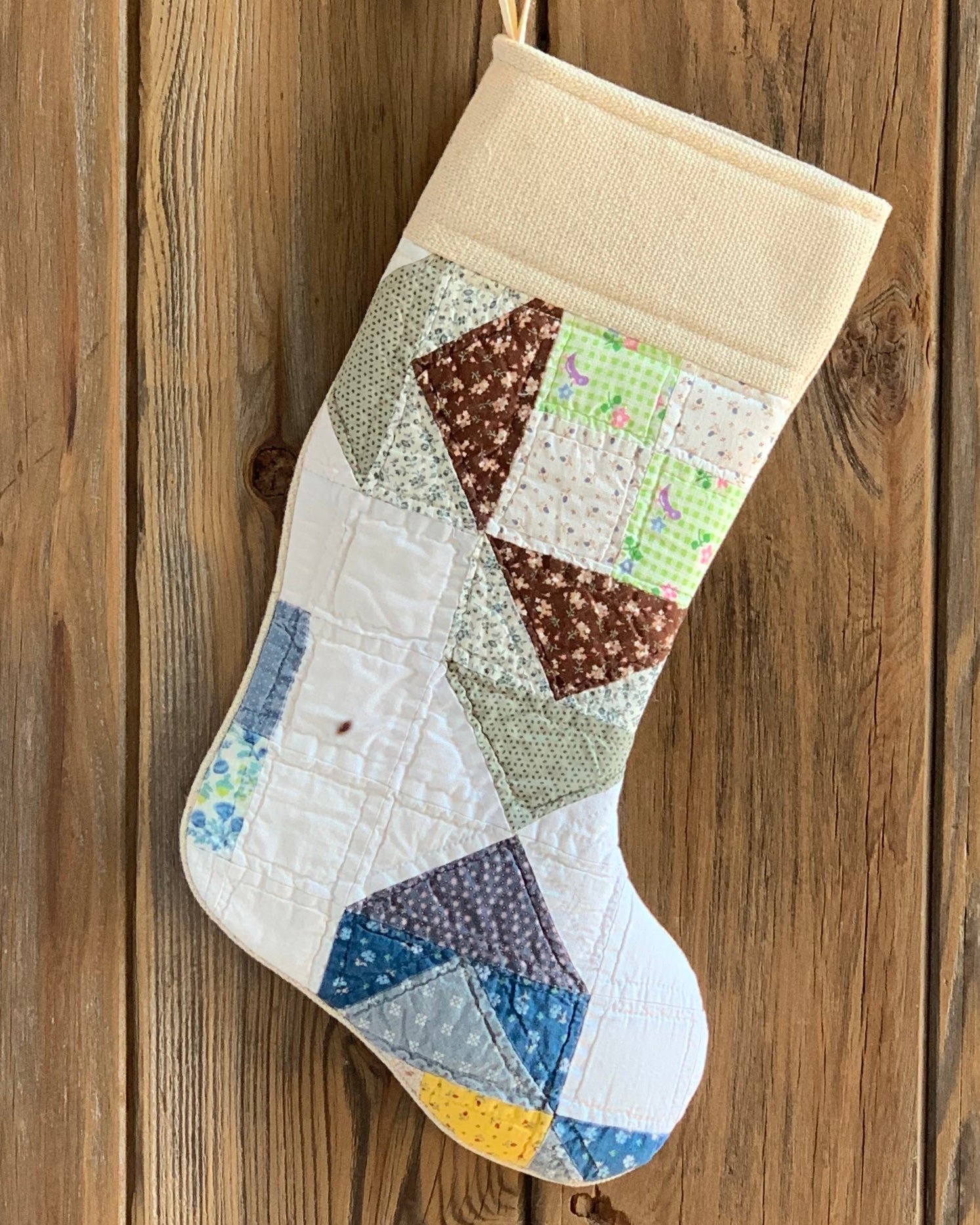 Vintage Quilt Christmas Stocking - Multi Color