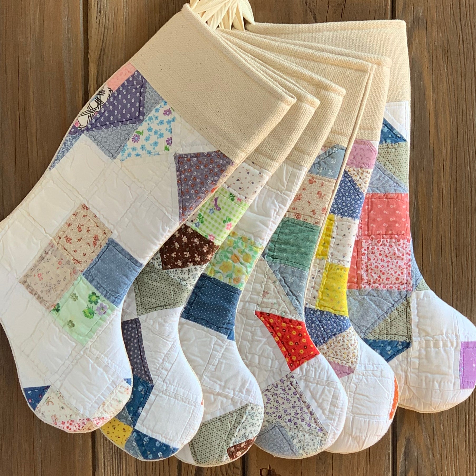 Vintage Quilt Christmas Stocking - Multi Color