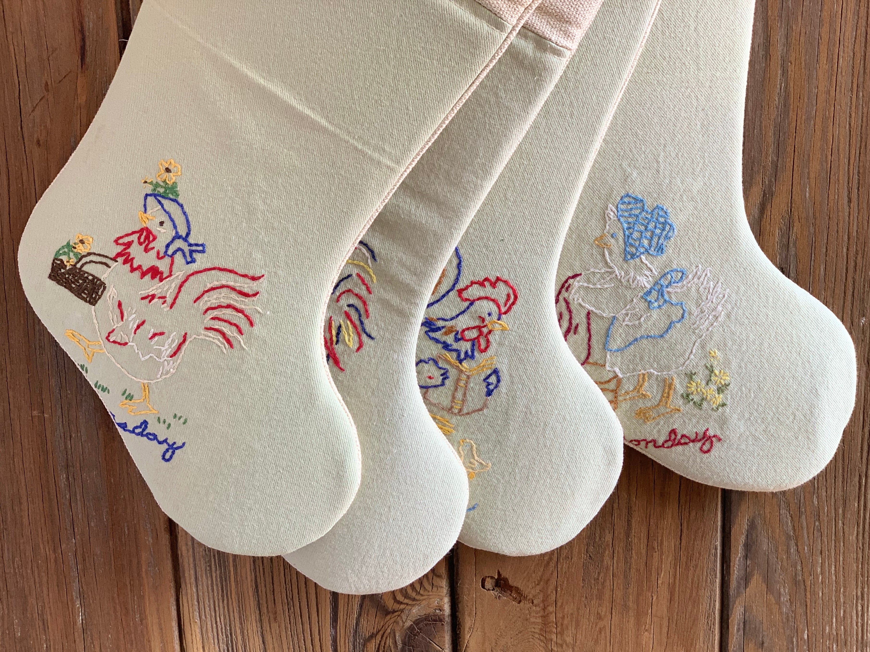 Upcycled Vintage Linens - Rooster and Hen Collection