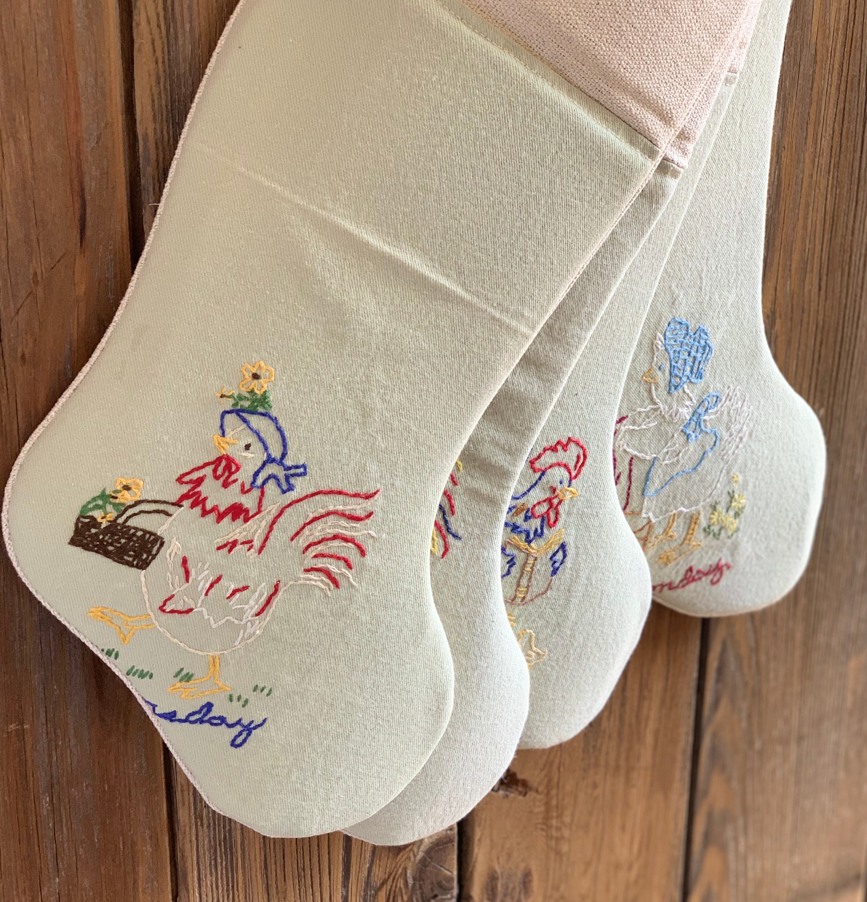 Upcycled Vintage Linens - Rooster and Hen Collection