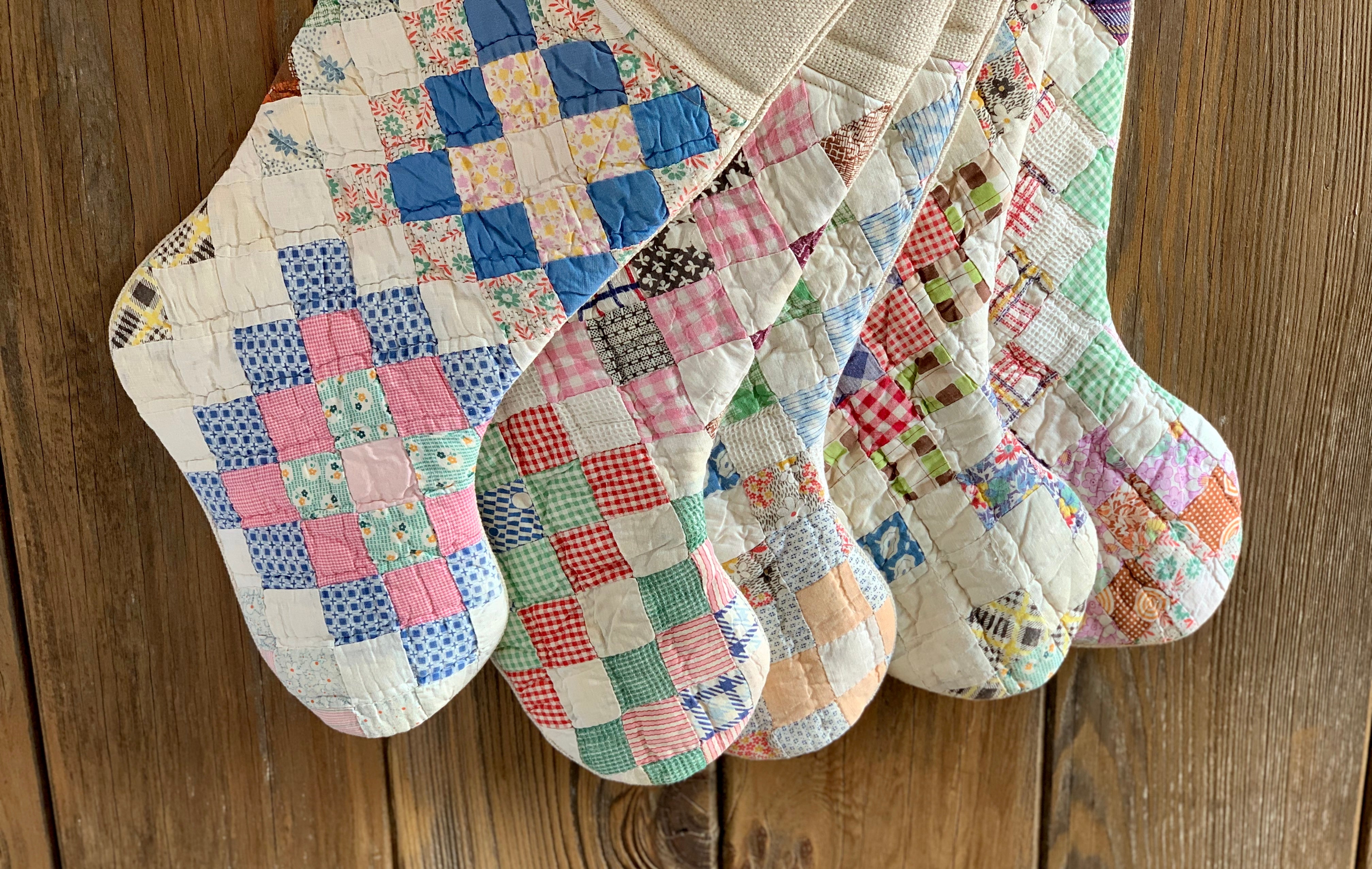 Vintage Quilt Christmas Stocking