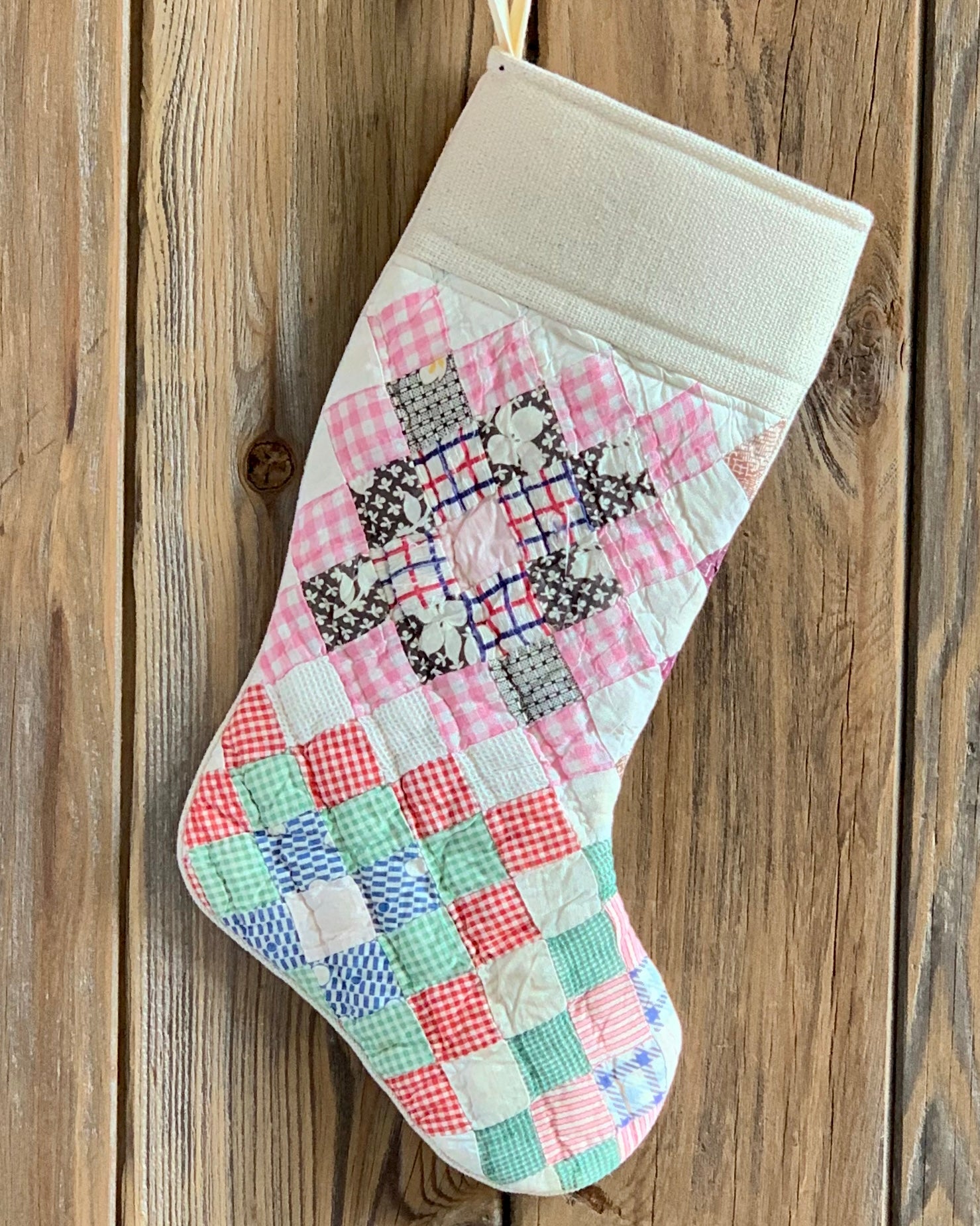 Vintage Quilt Christmas Stocking