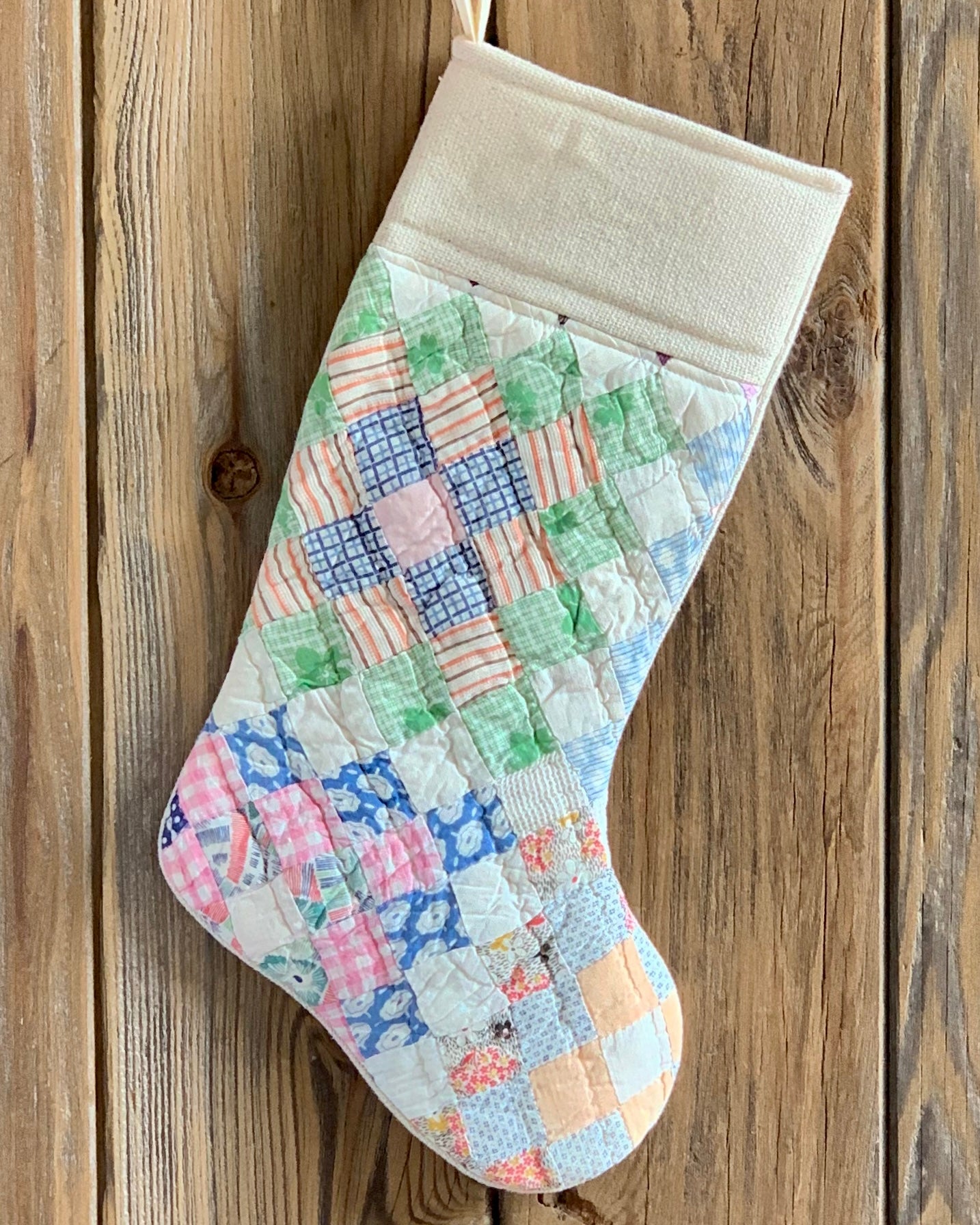 Vintage Quilt Christmas Stocking