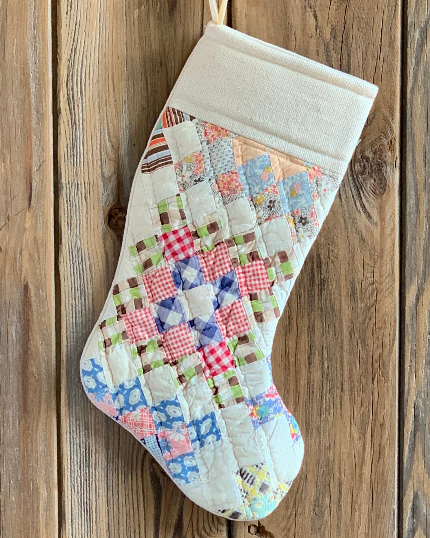 Vintage Quilt Christmas Stocking