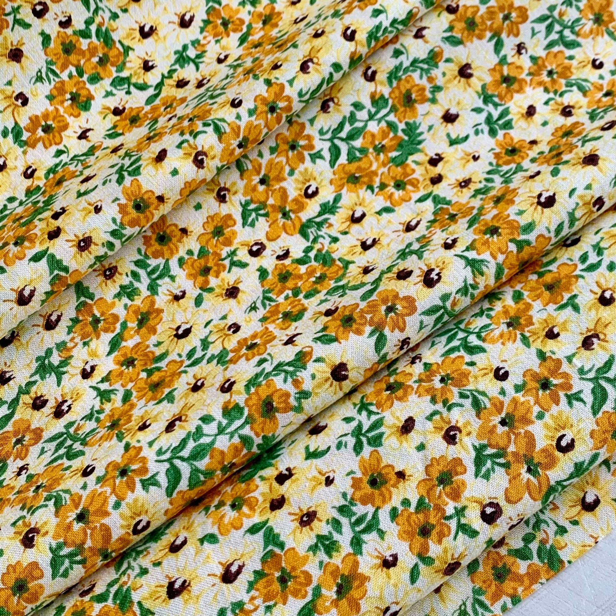 Reproduction Feed Sack Floral Fabric - Yellow