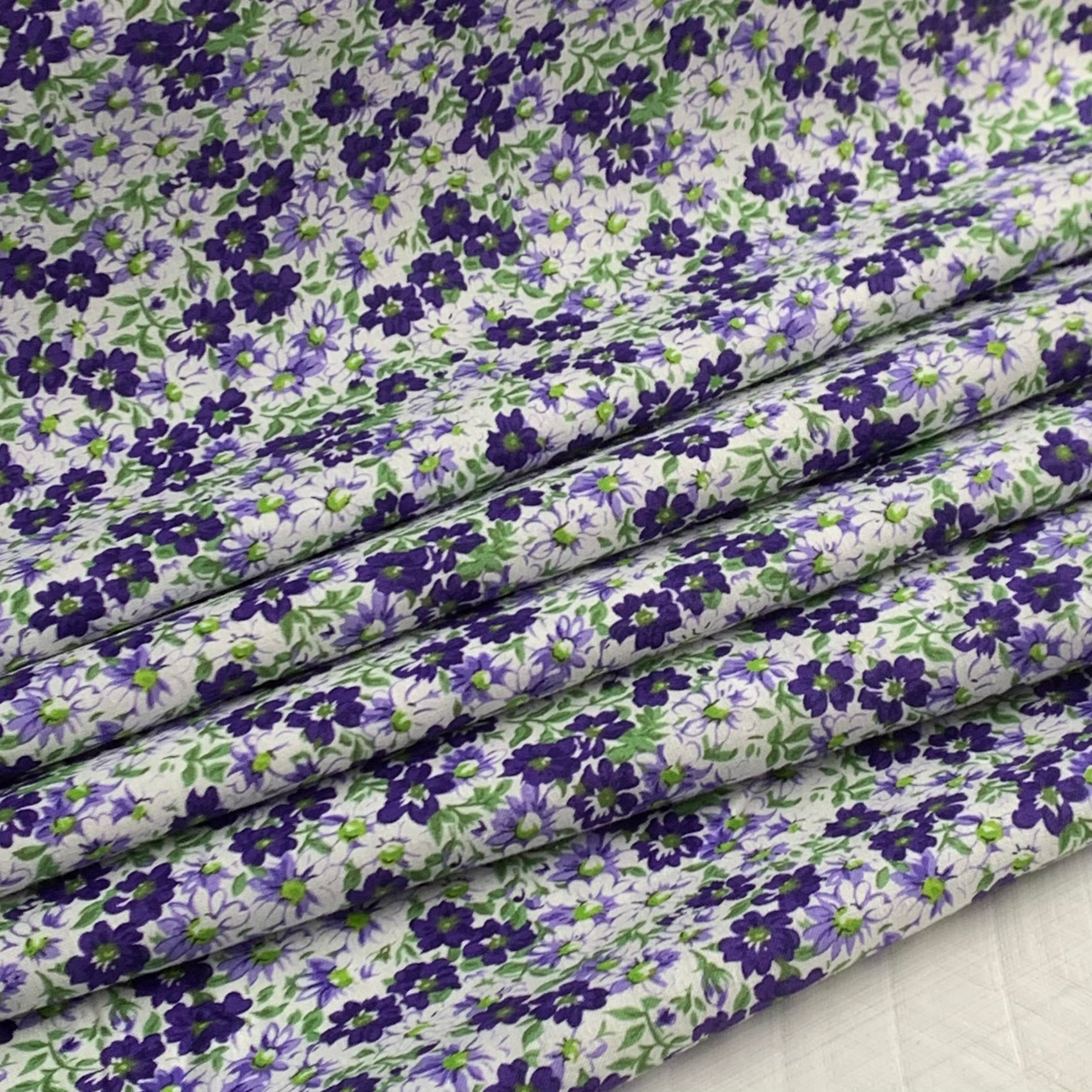 Reproduction Feed Sack Floral Fabric - Purple