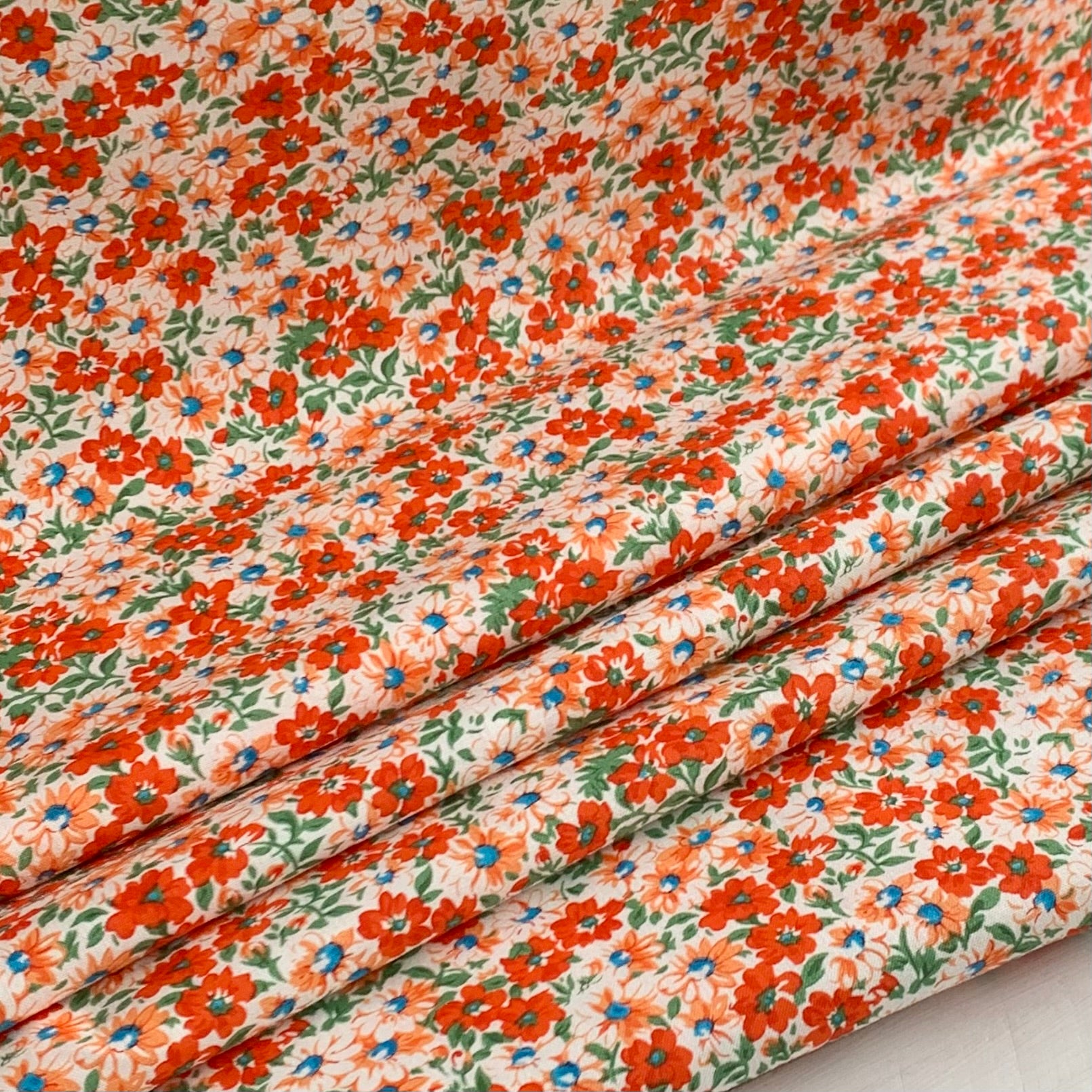 Reproduction Feed Sack Floral Fabric - Orange