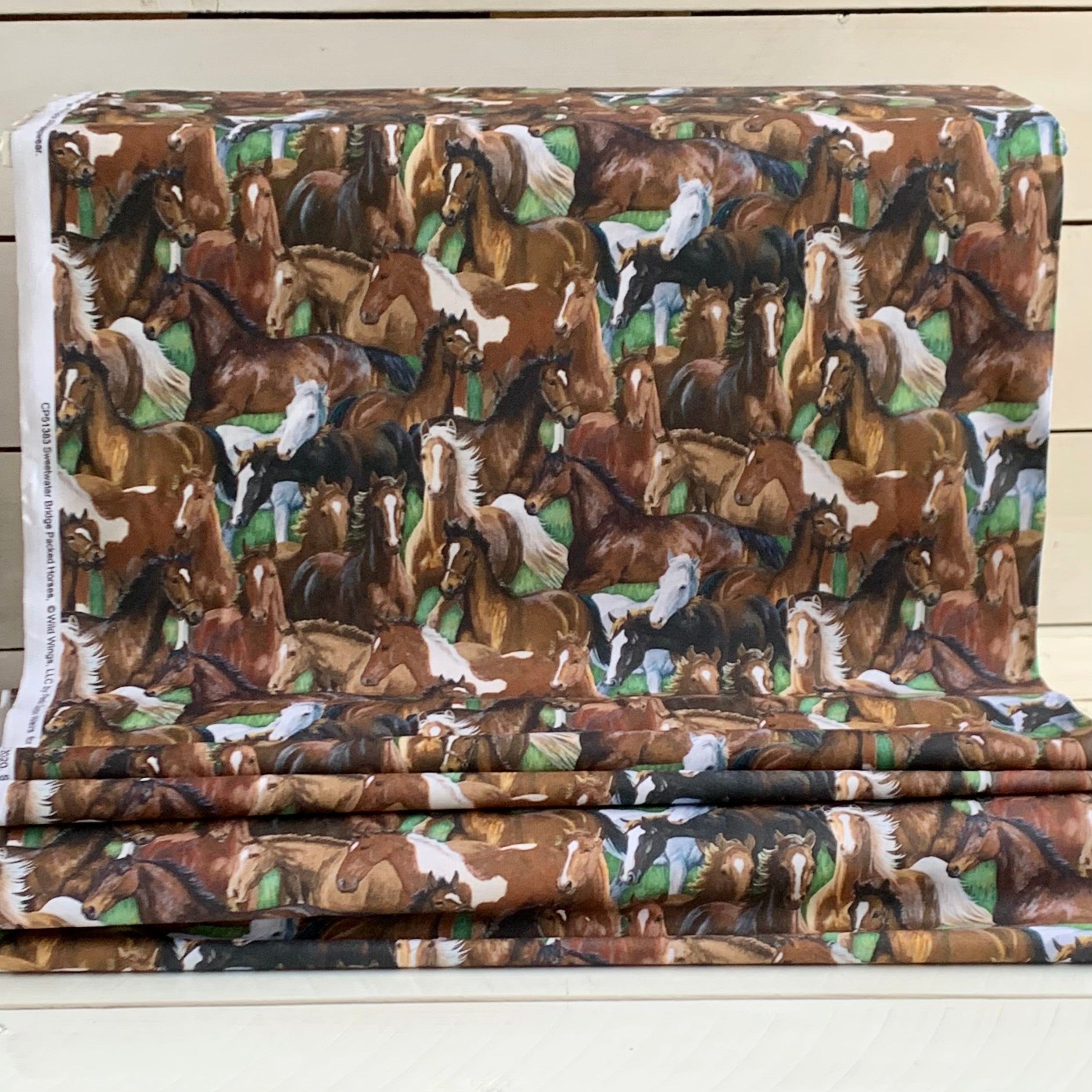 Horse Stampeded and in Pasture Cotton Fabric