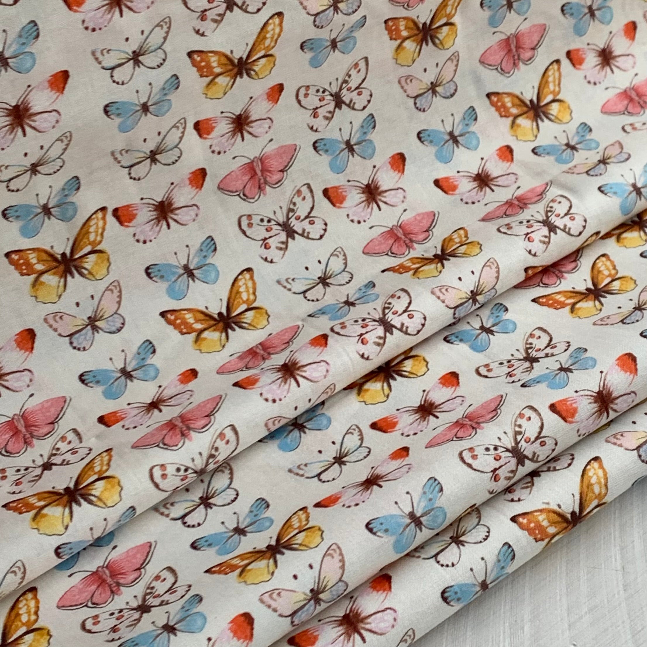 Butterflies, Farm Meadow by Clare Therese Gray Windham Fabrics - Ivory 52794-1 Cotton Fabric