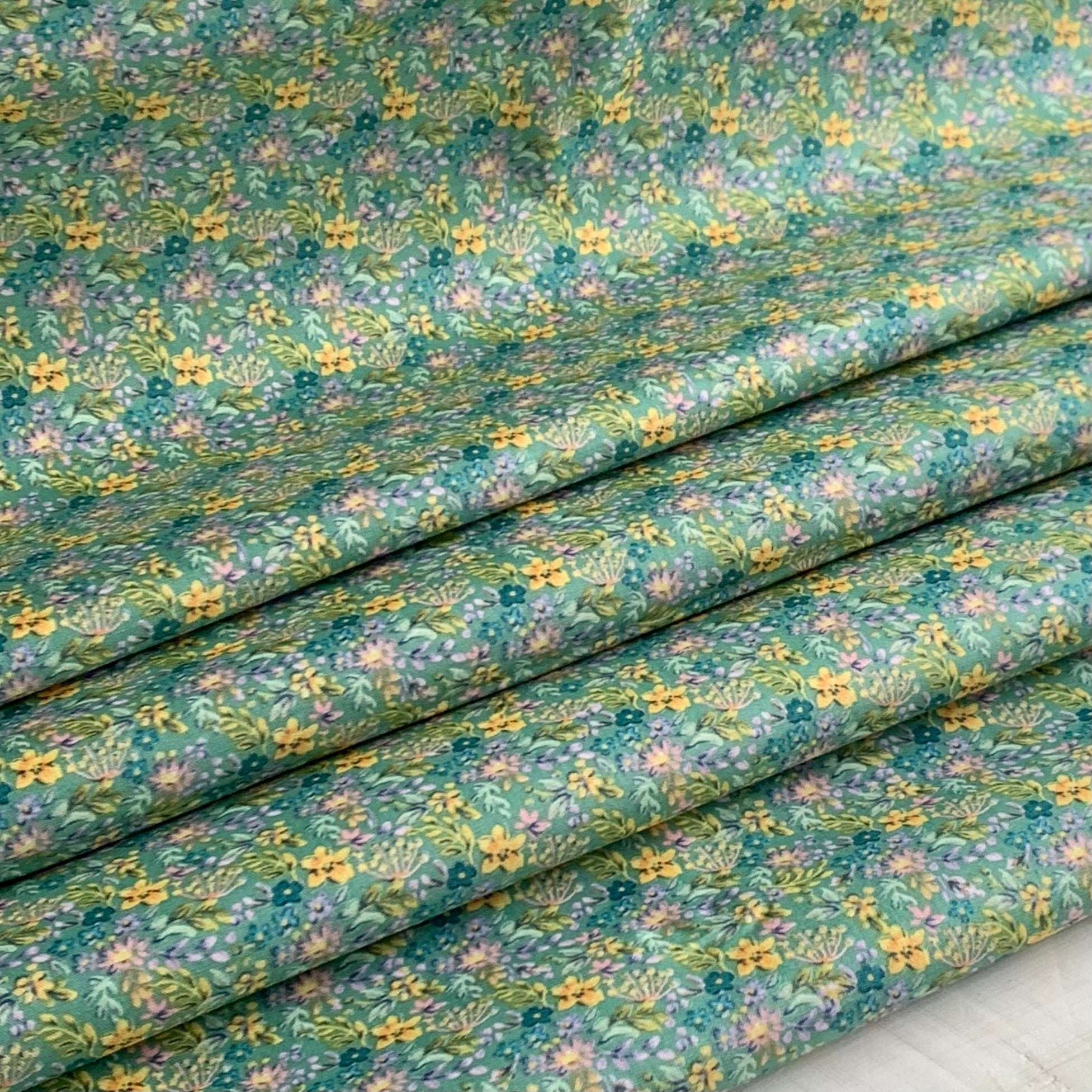 Tiny Floral, Farm Meadow by Clare Therese Gray Windham Fabrics - Mint 52797-14 Cotton Fabric