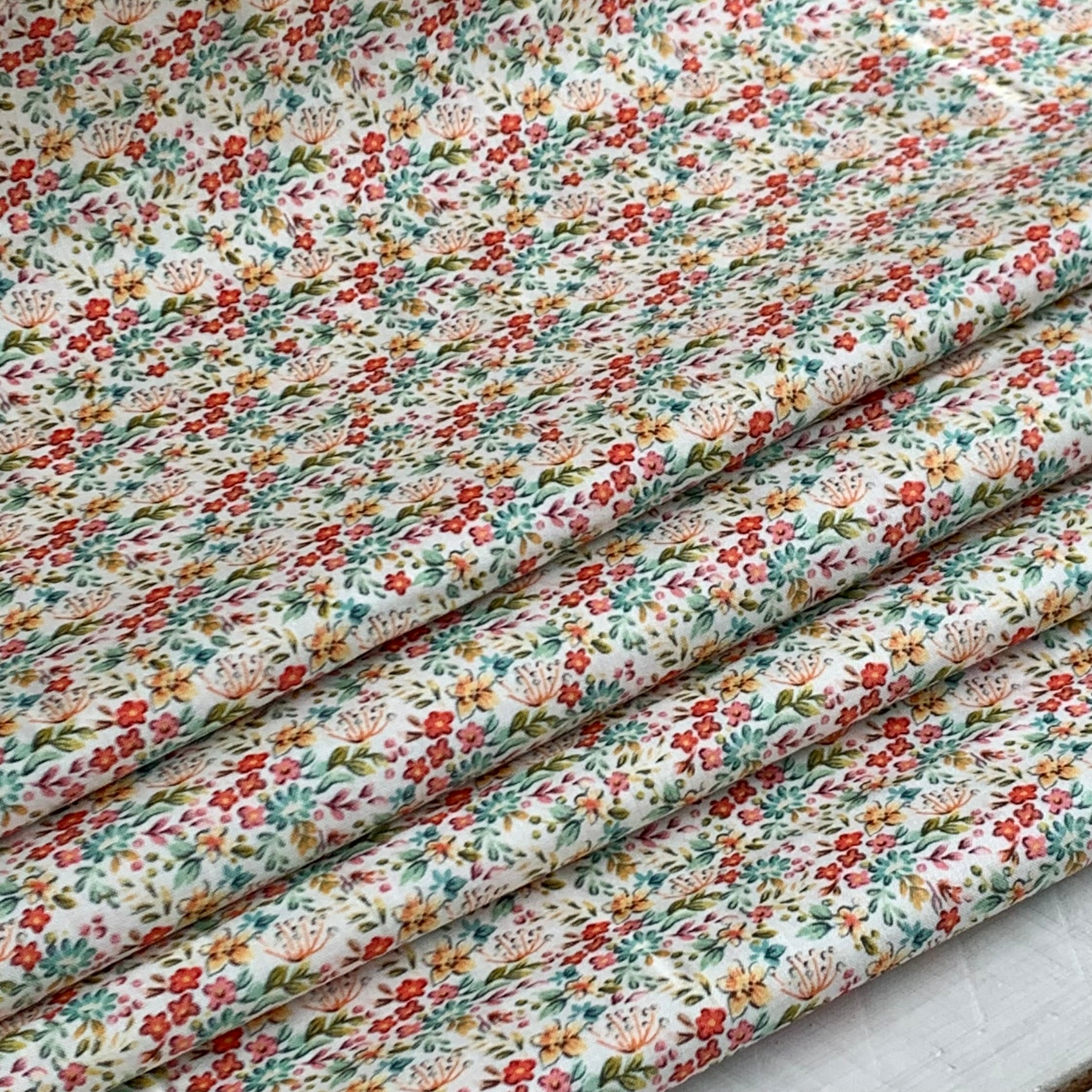 Tiny Floral, Farm Meadow by Clare Therese Gray Windham Fabrics - Ivory 52797-1 Cotton Fabric
