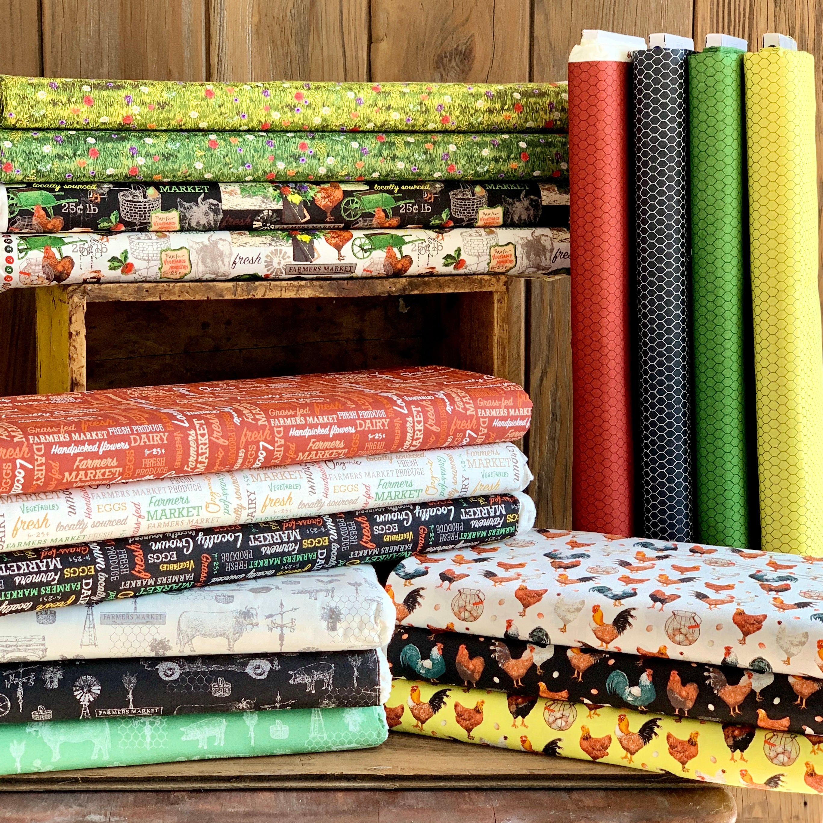 Farmers Market Collection by Whistler Studios and Milled by Windham Fabrics, 18 Patterns/Colors Cotton Fabric