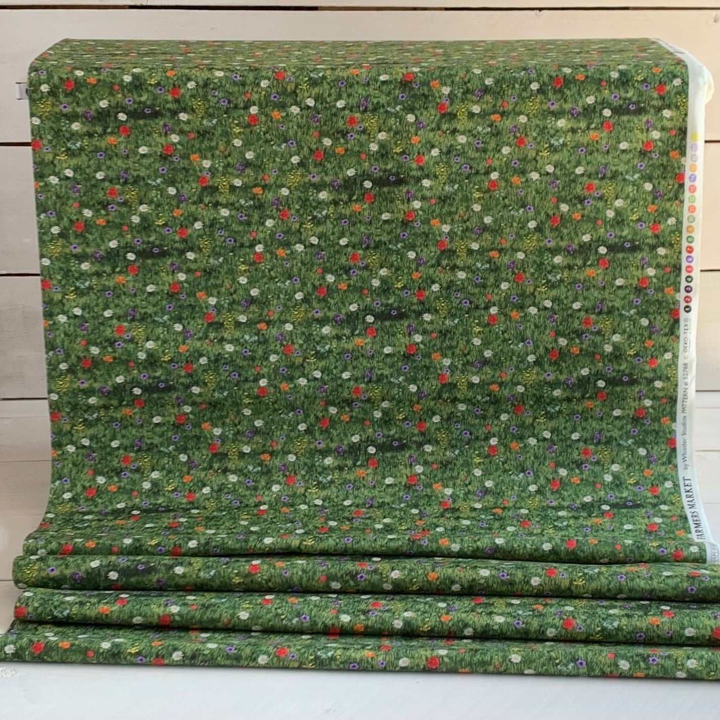 Wildflowers From Farmers Market Collection by Whistler Studios and Milled by Windham Fabrics, Pattern 52768-6 Dark Green Cotton Fabric