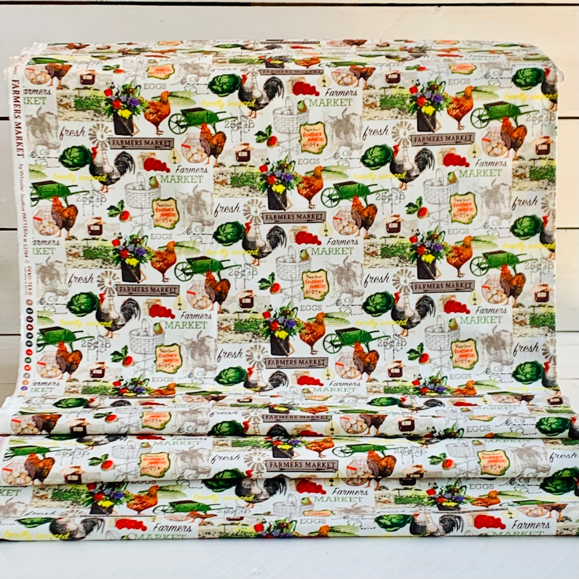 Farmers Market by Whistler Studios and Milled by Windham Fabrics- White 52764-1 Cotton Fabric