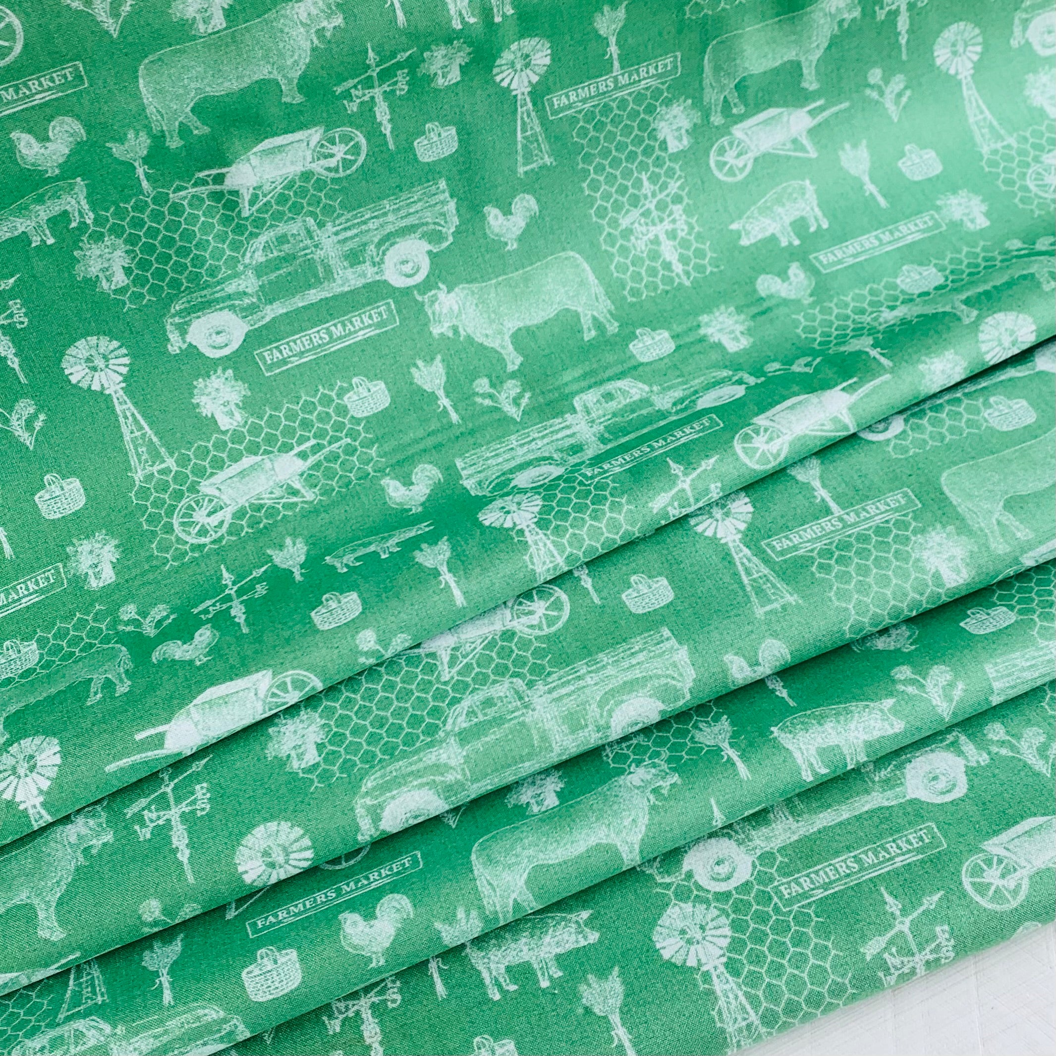 Farm Toile From Farmers Market Collection by Whistler Studios and Milled by Windham Fabrics- Green 52765-3 Cotton Fabric