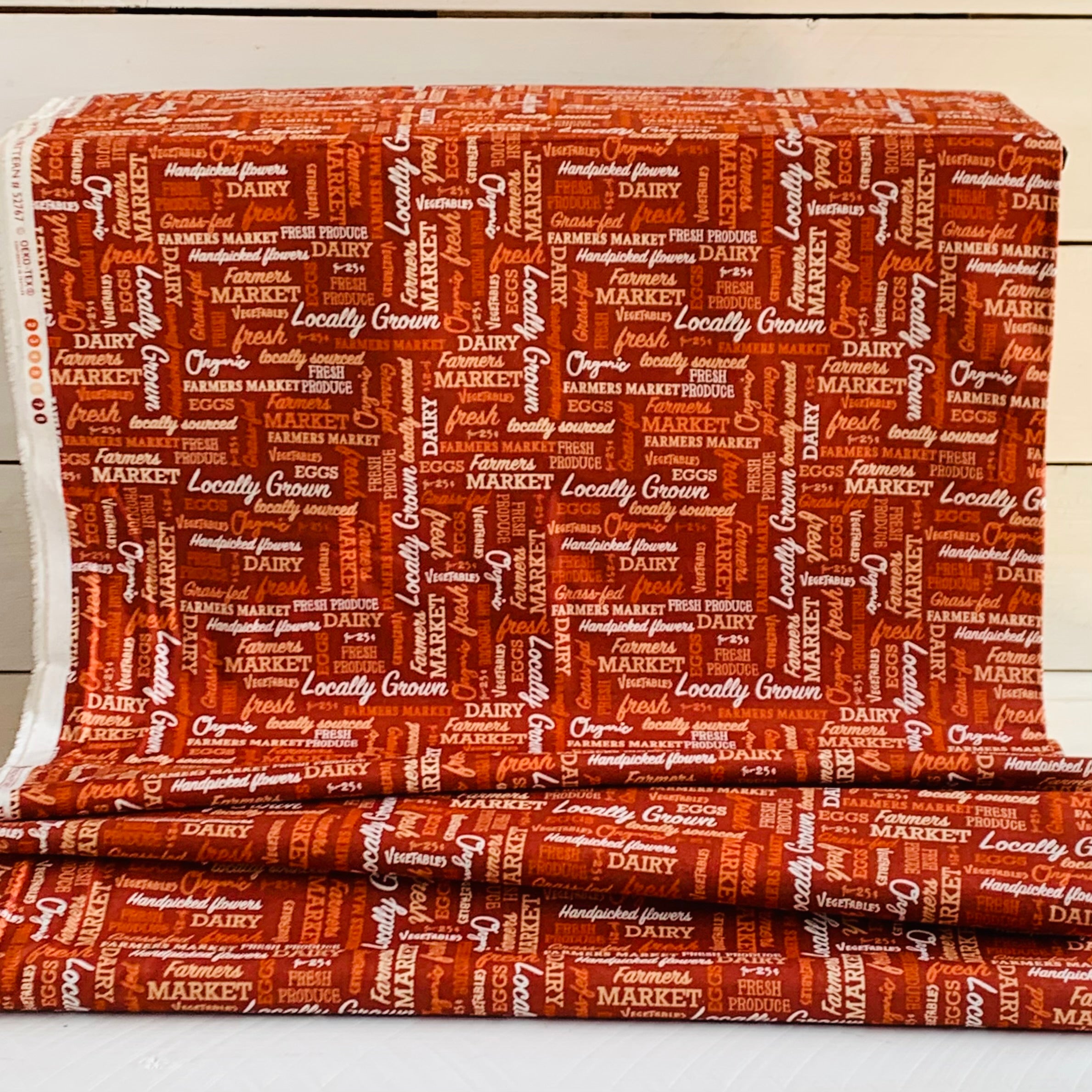 Words From Farmers Market Collection by Whistler Studios and Milled by Windham Fabrics, Pattern 52767-5 Red Cotton Fabric